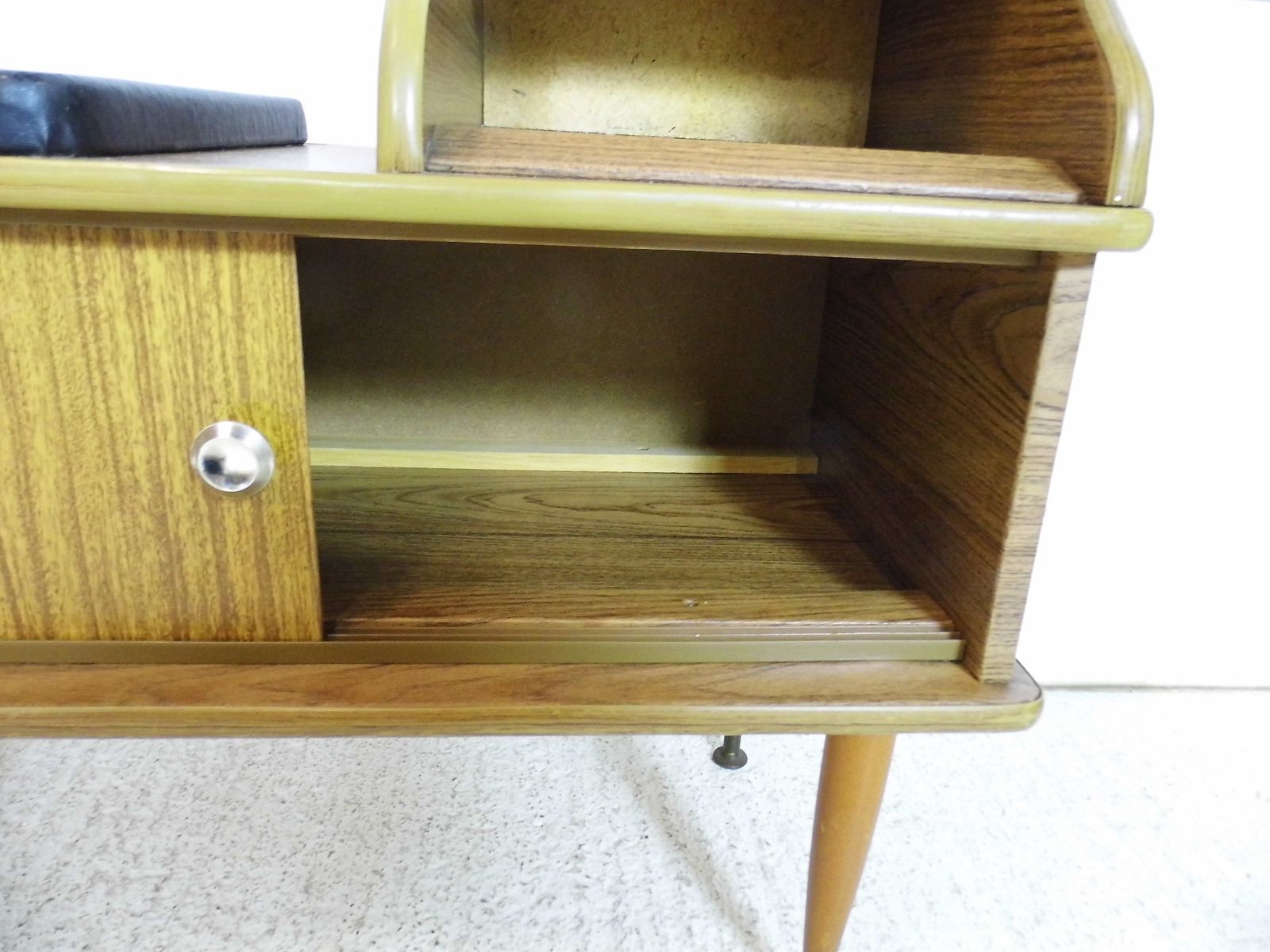 Vintage Retro Telephone Seat Bench Storage Cupboard 1970s Teak Effect photo vinterior
