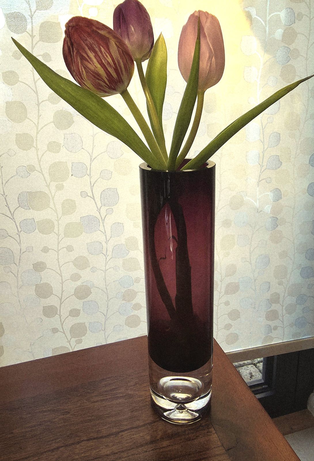 1960's Scandinavian, Amethyst Glass Vase With Bubble Base By Tapio Wirkkala photo 89.0