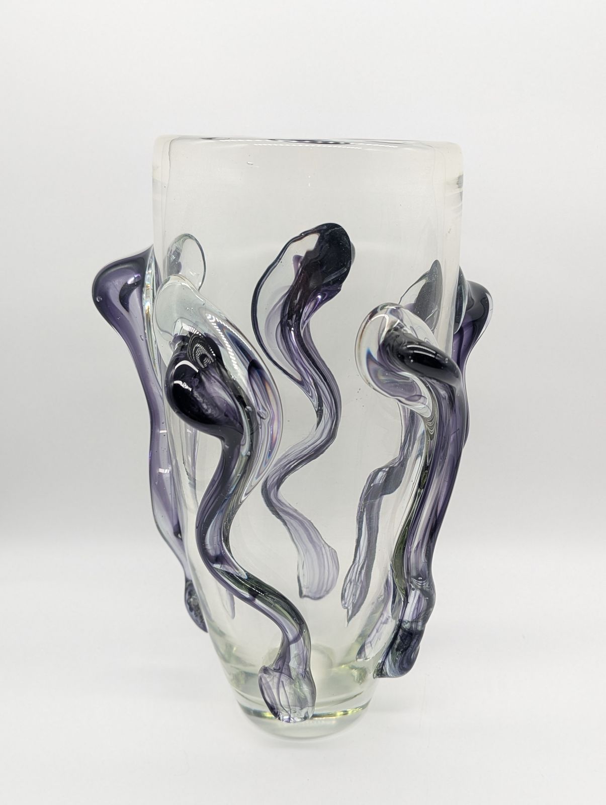 Home Decor Large Murano Style “Tadpole” Trailed Glass Vase – Amethyst Purple, 30cm photo