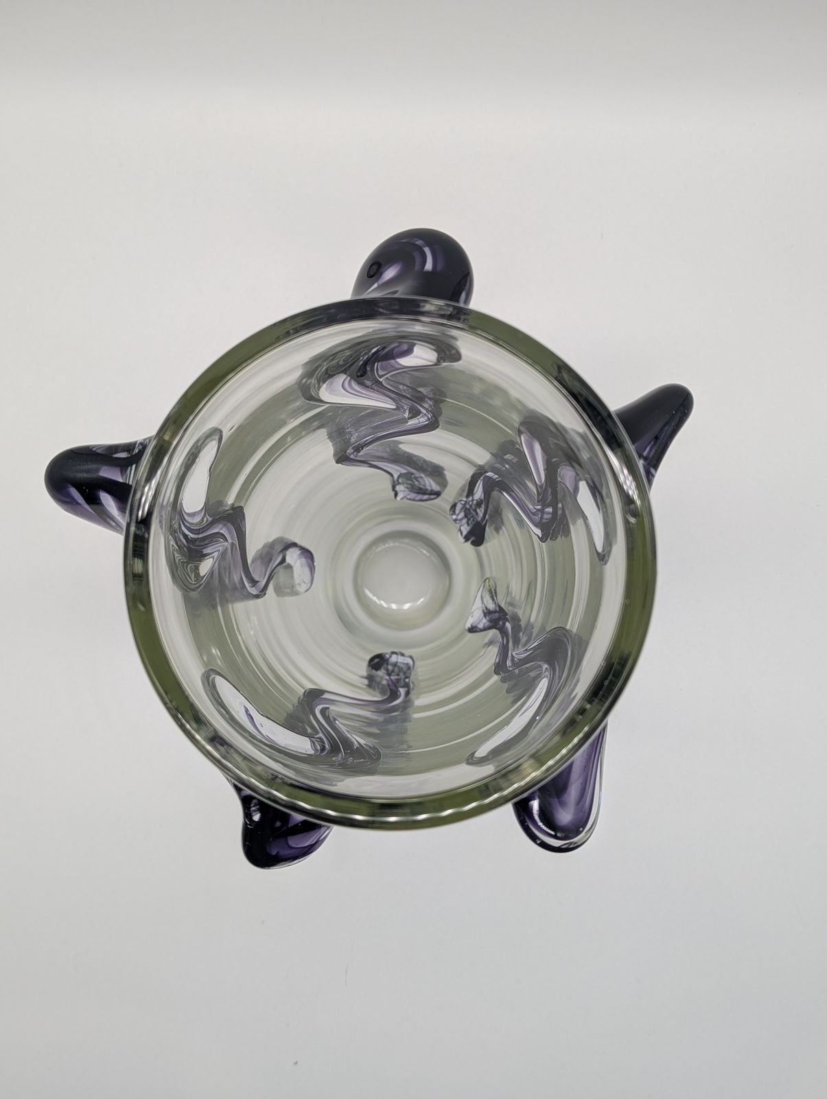 250.0 Large Murano Style “Tadpole” Trailed Glass Vase – Amethyst Purple, 30cm photo