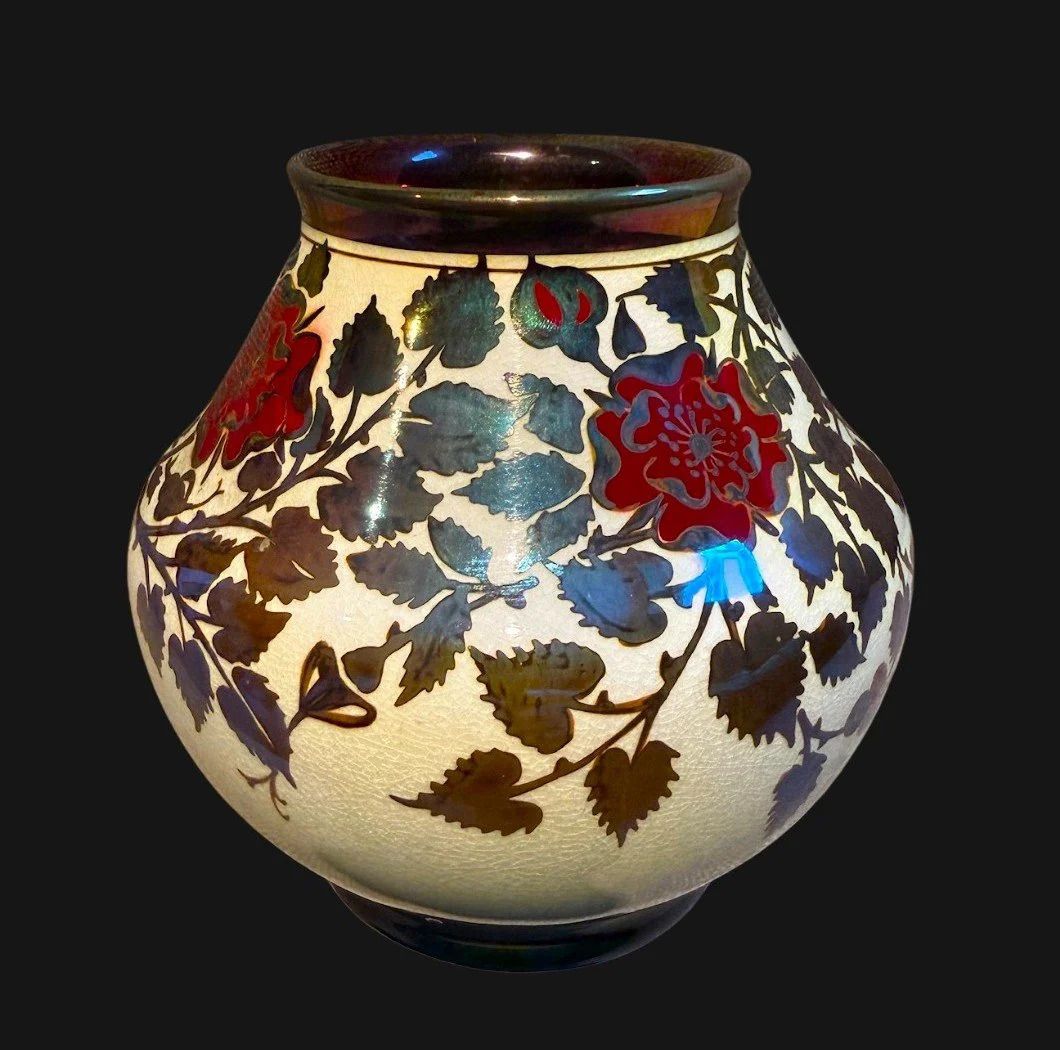 Pilkington's Lustre Vase Decorated With Roses photo for sale