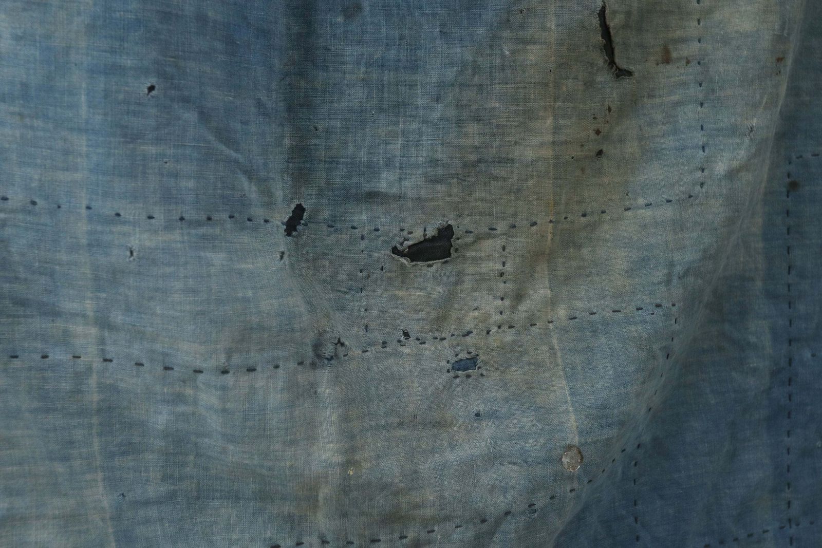 210.0 Early 20th Century Japanese Indigo Dyed Cotton Furoshiki Boro photo