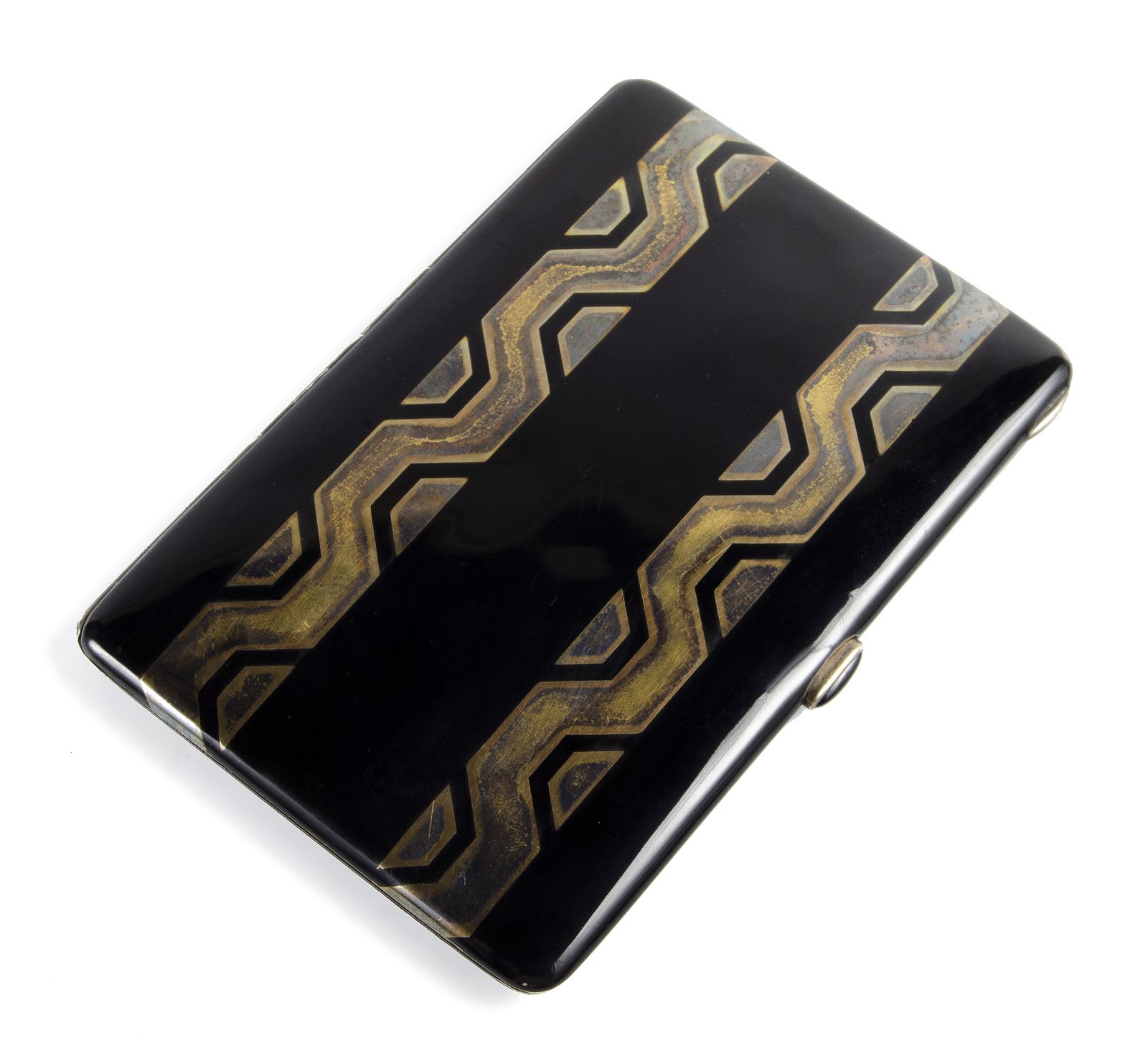 1930s Art Déco Black Lacquer And Gilded Bronze Cigarette Case By Jean Dunand, France
