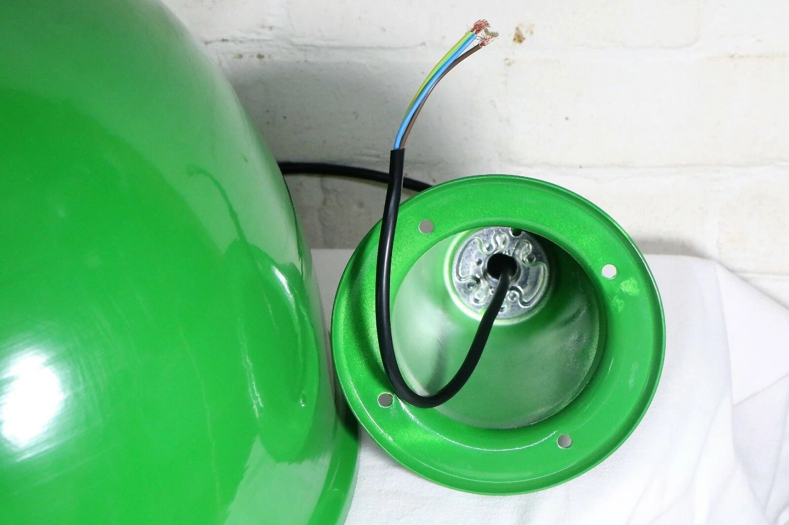 Ceiling Pendant A Large Green Spun Alloy Good Quality Retro Design And 1950's Style   Long Drop And Lightweight photo 175.0