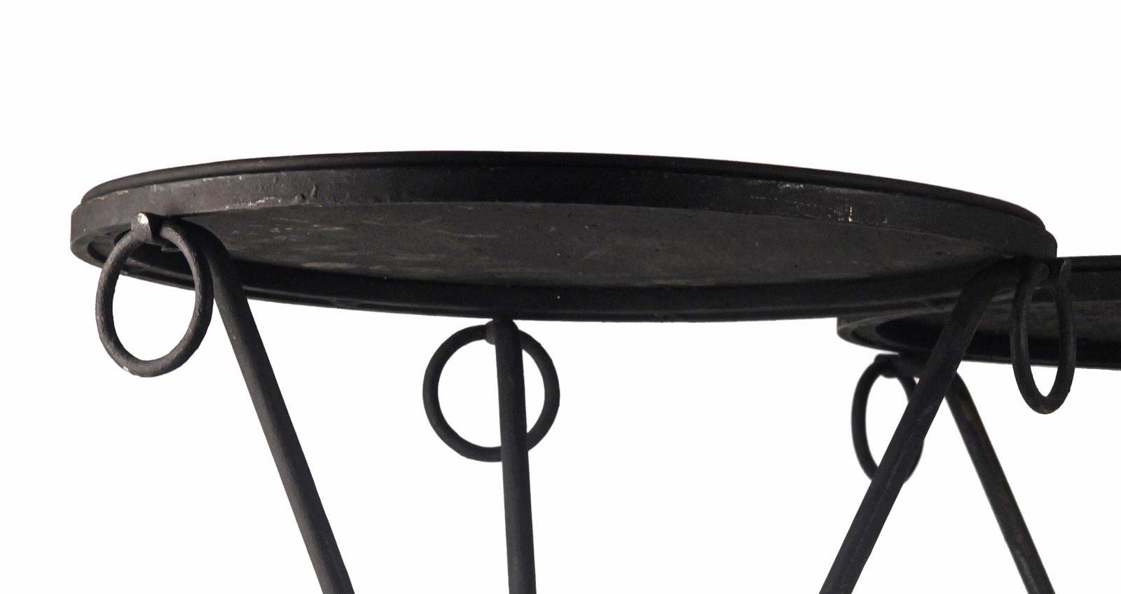 Pair Of Mid 20th Unmarked Century Wrought Iron Guéridon Tables Designed By Jean Michel Frank For The Company Comte S.A. photo 21500.0