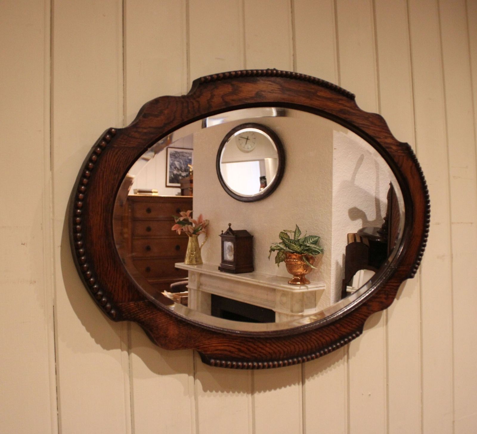 Oak Wall Mirror, 1920s, Vintage