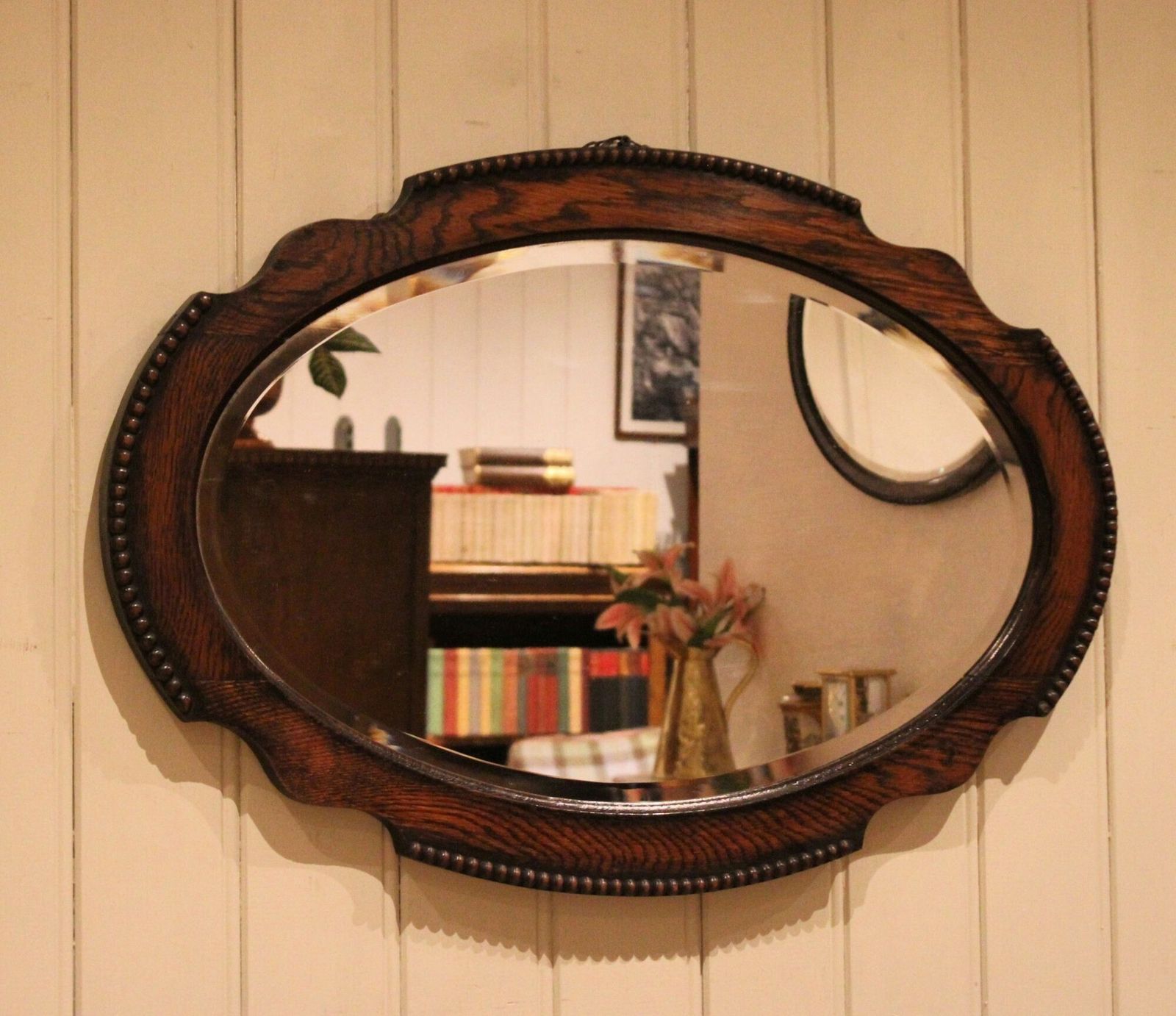 Oak Wall Mirror, 1920s, Vintage photo furniture