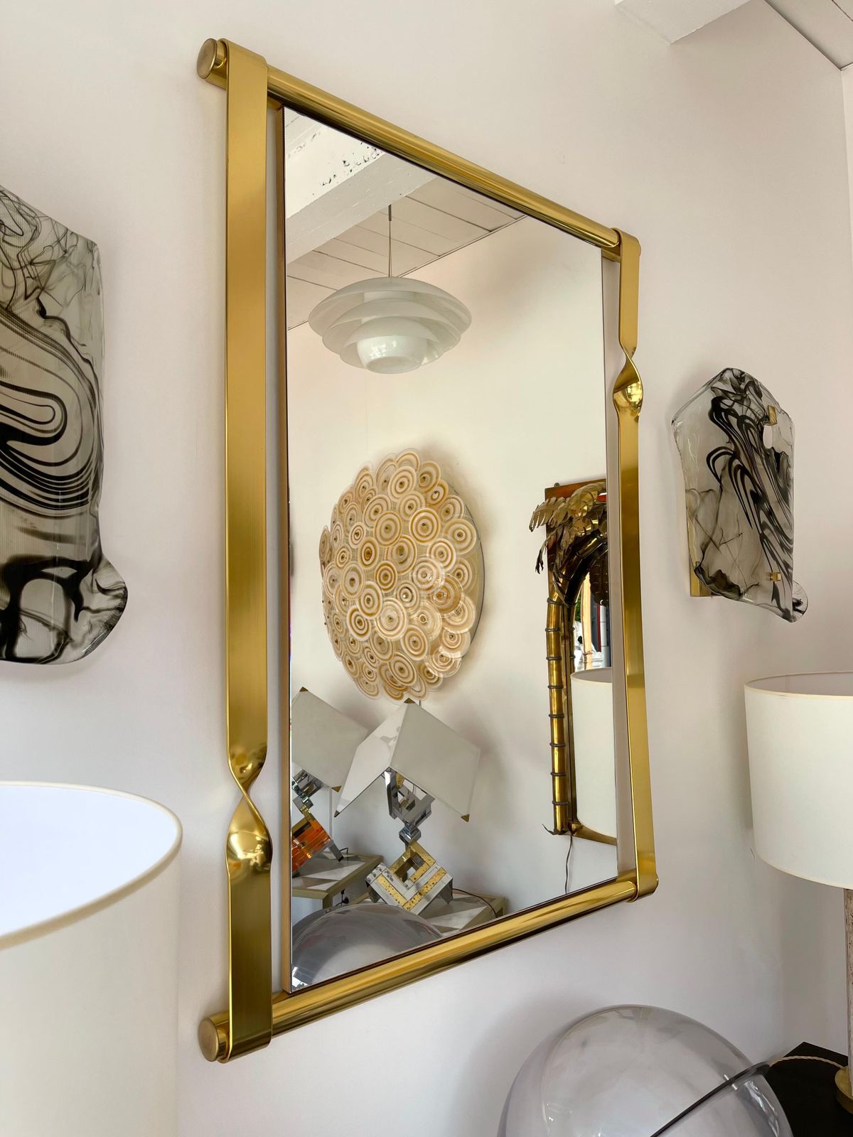 Brass Mirror By Luciano Frigerio, Italy, 1970s photo vinterior