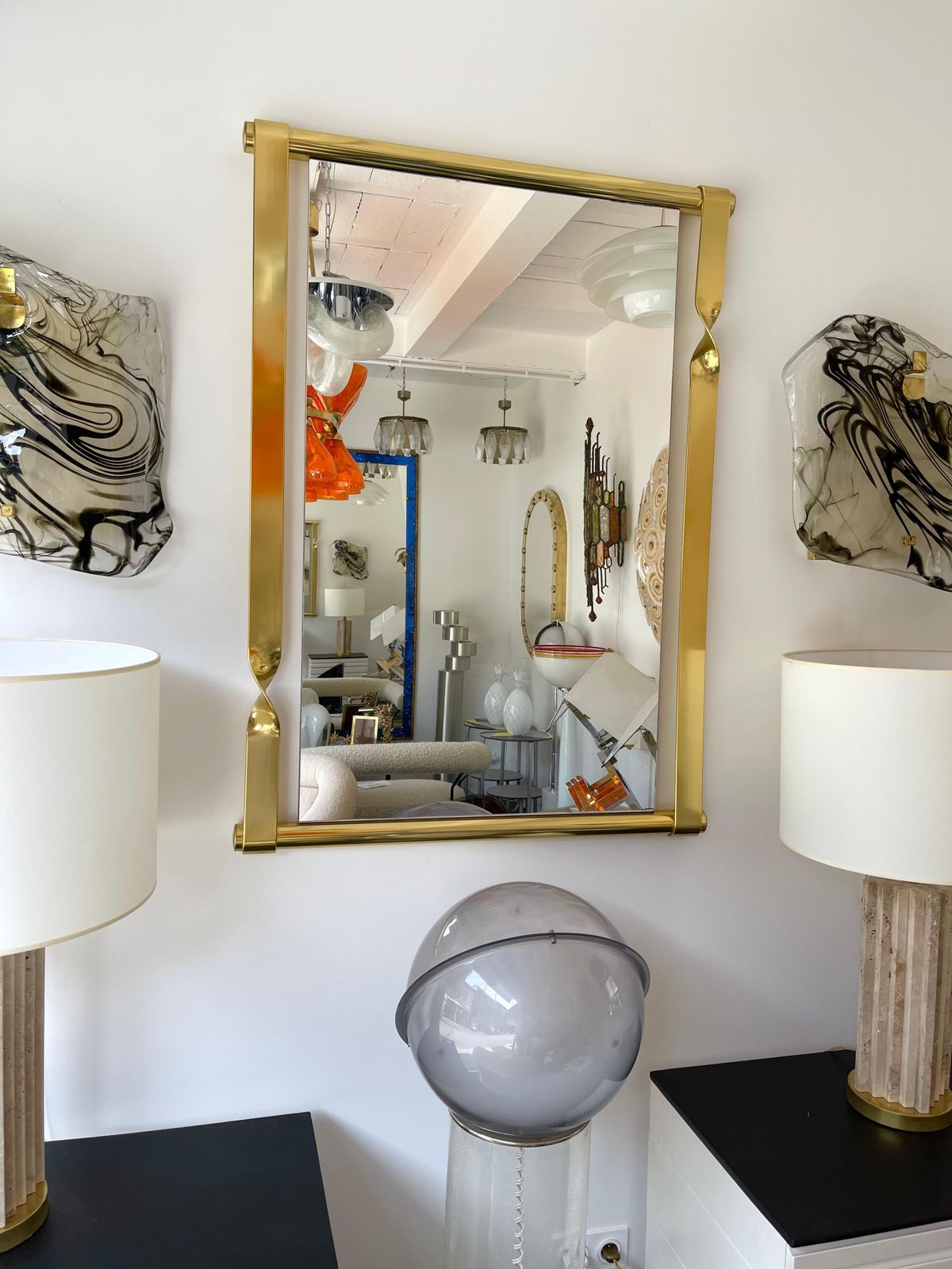 Brass Mirror By Luciano Frigerio, Italy, 1970s photo buy