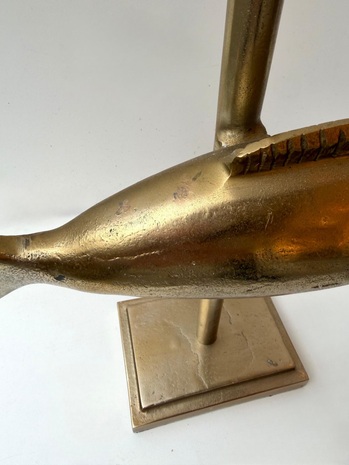 Pair Of Fish Lamps Gilt Metal. France, 1990s photo vintage