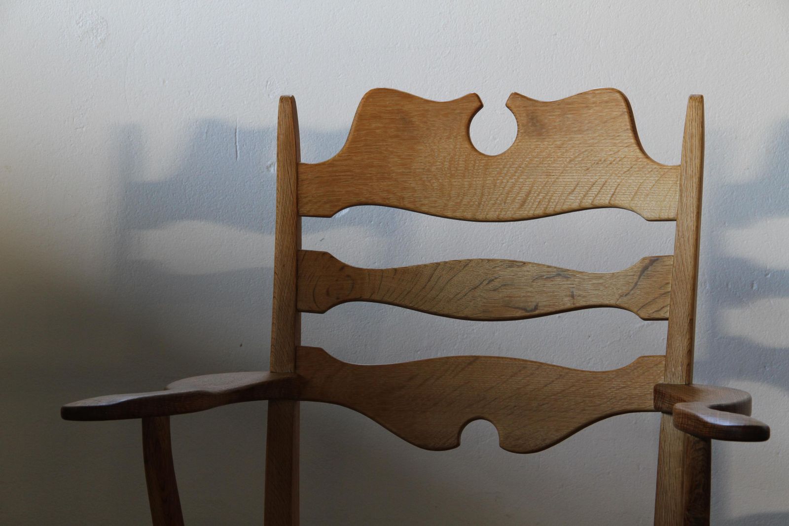 Vintage Brutalist Oak Razorblade Green Striped Armchair By H. Kjærnulf, 1960s photo 1004.0