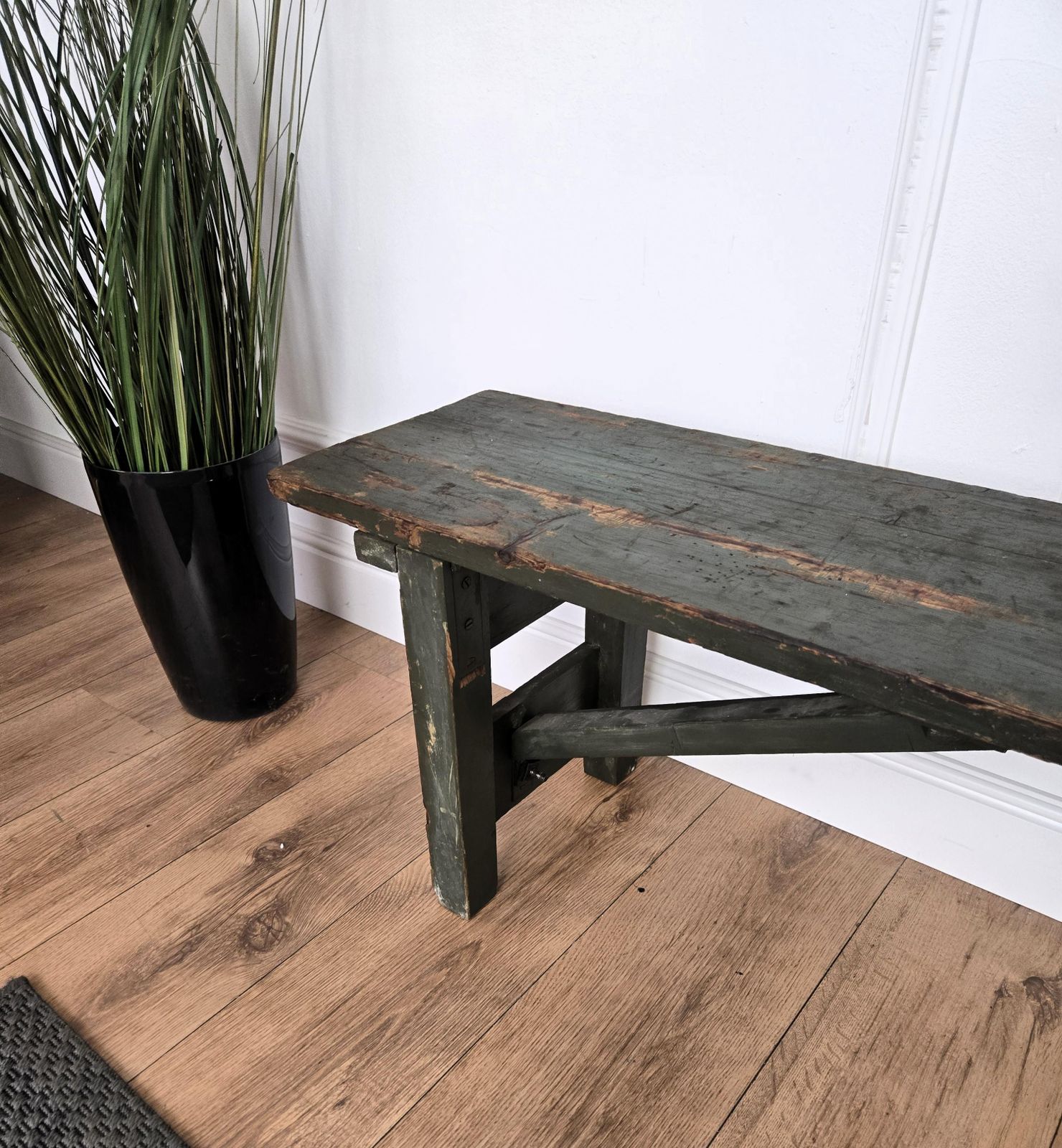 Primitive Rustic Minimal Italian Antique Farm Country Wooden Bench Side Table photo Furniture