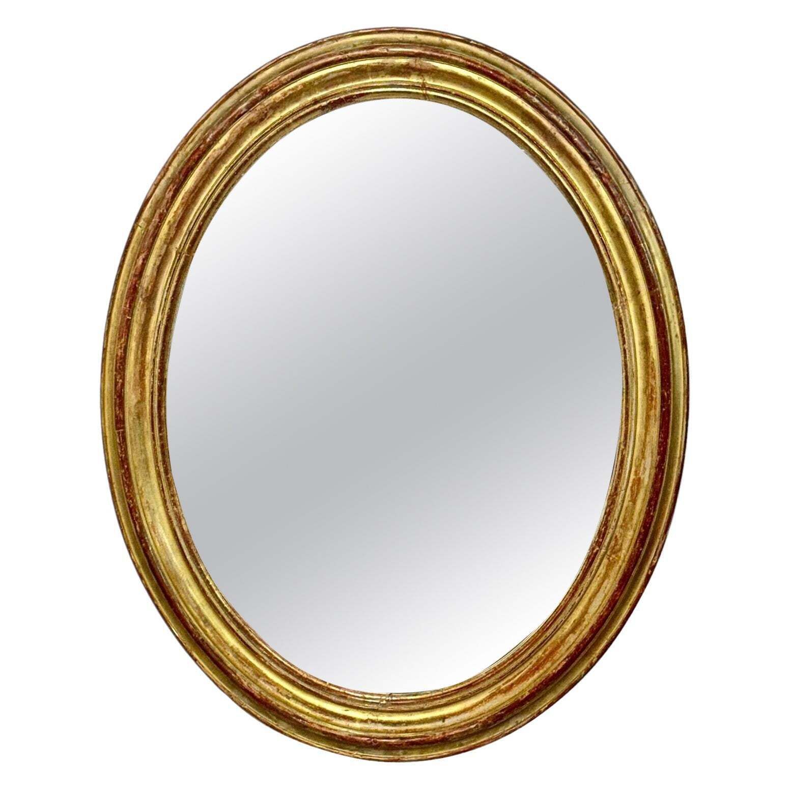 Large Oval Giltwood Mirror, France 19th Century
