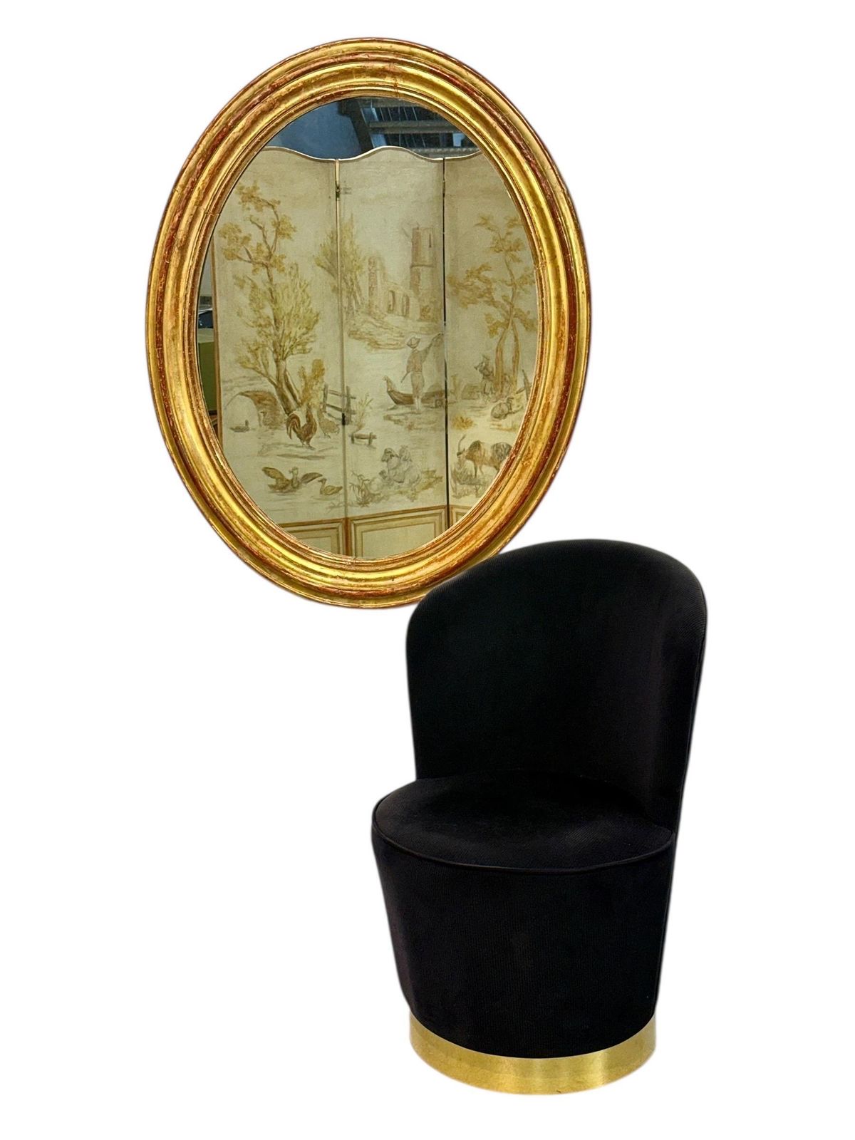 Large Oval Giltwood Mirror, France 19th Century photo for sale