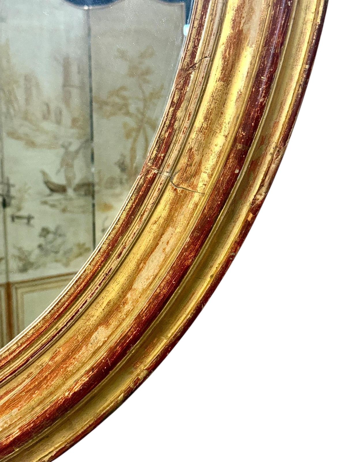 Large Oval Giltwood Mirror, France 19th Century photo buy