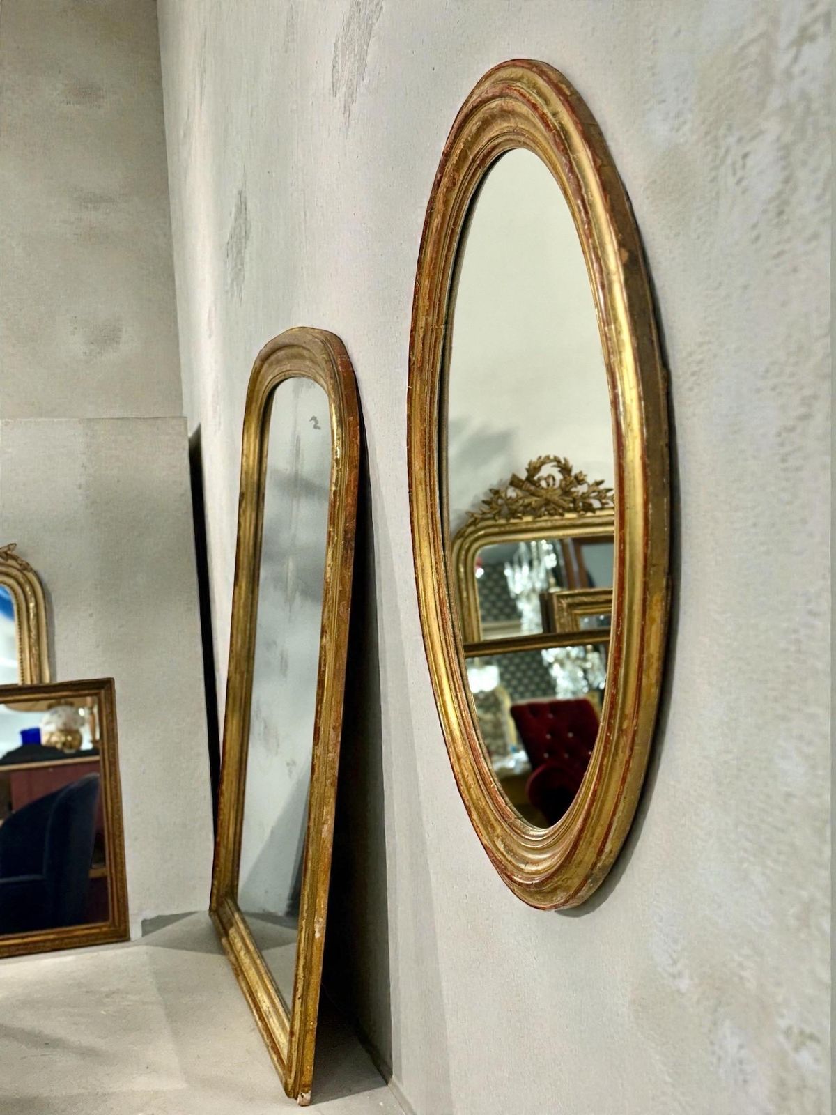 photo buy Large Oval Giltwood Mirror, France 19th Century