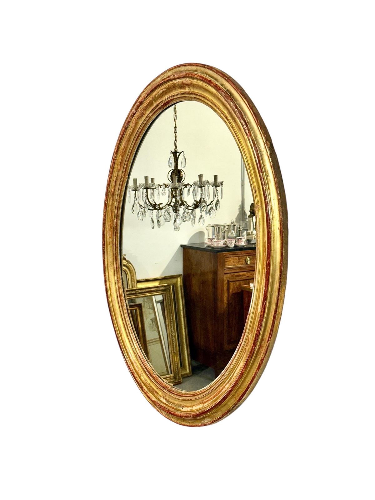 photo vintage Large Oval Giltwood Mirror, France 19th Century