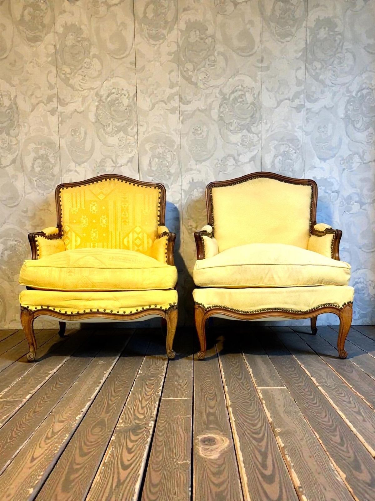 Pair Of Walnut Bergère Armchairs, France 19th Century photo Furniture