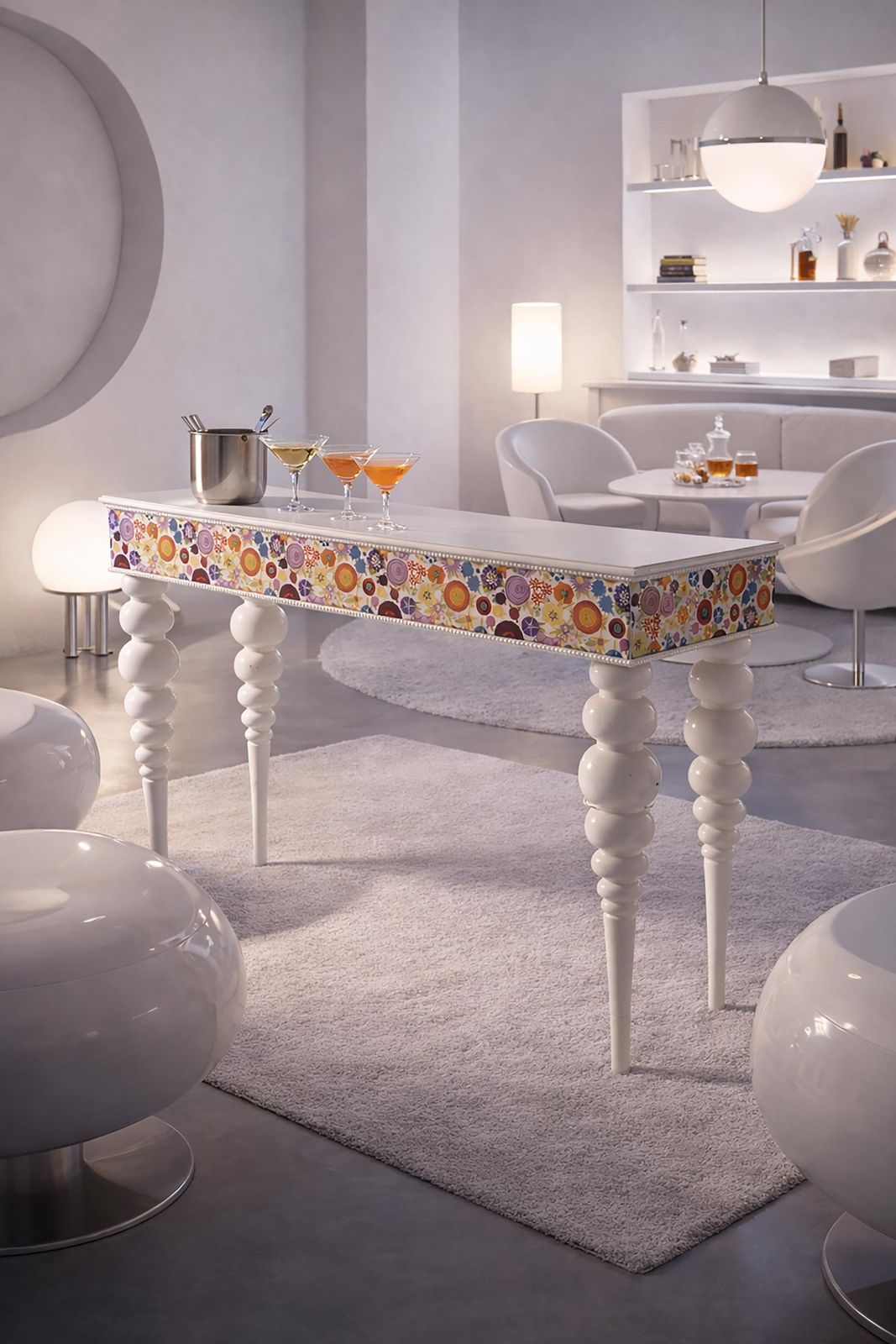 photo buy Italian Space Age Cocktail Console By Ken Scott With Original Fabric