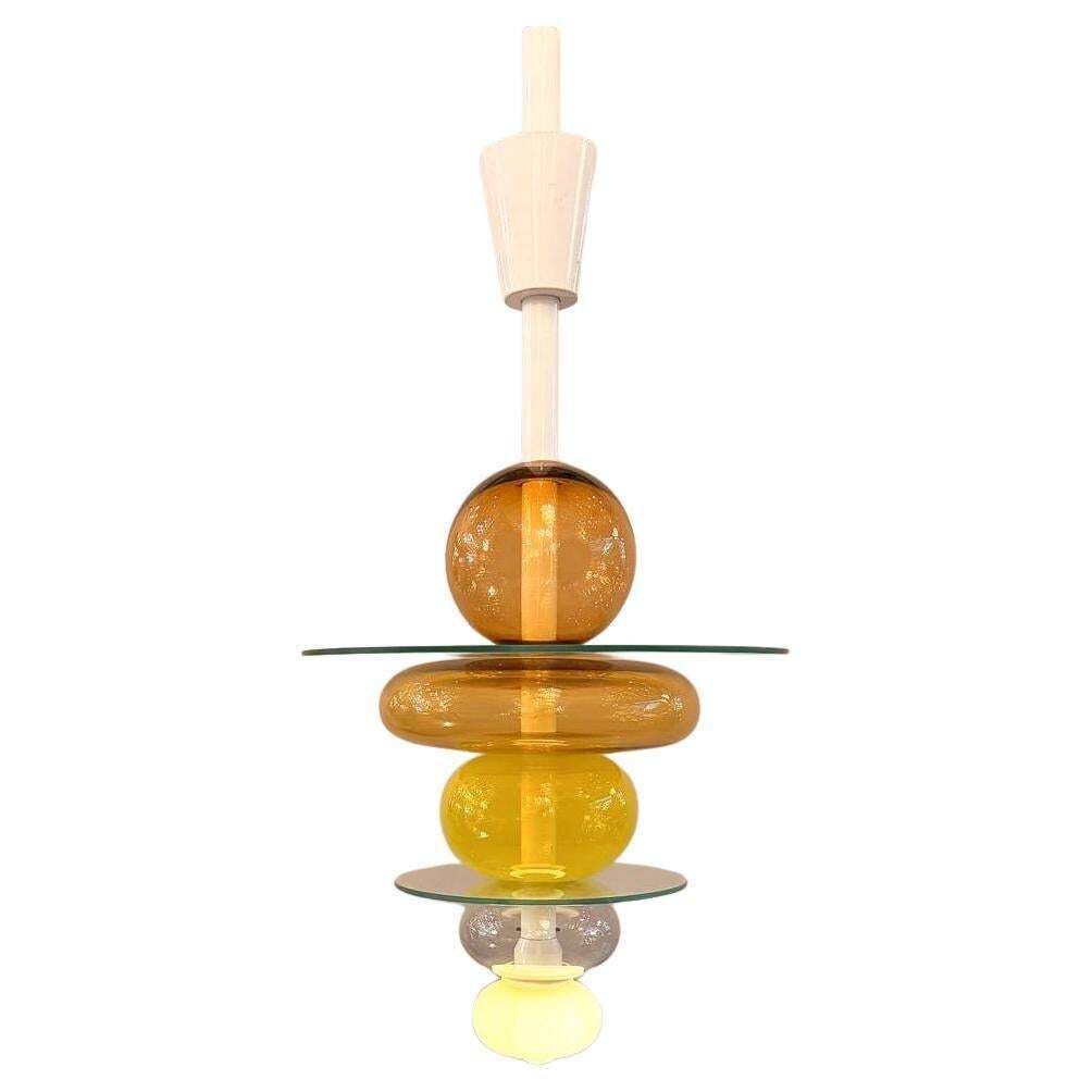 Italian Firenze Yellow Glass Chandelier, Ettore Sottsass For Venini, 1990