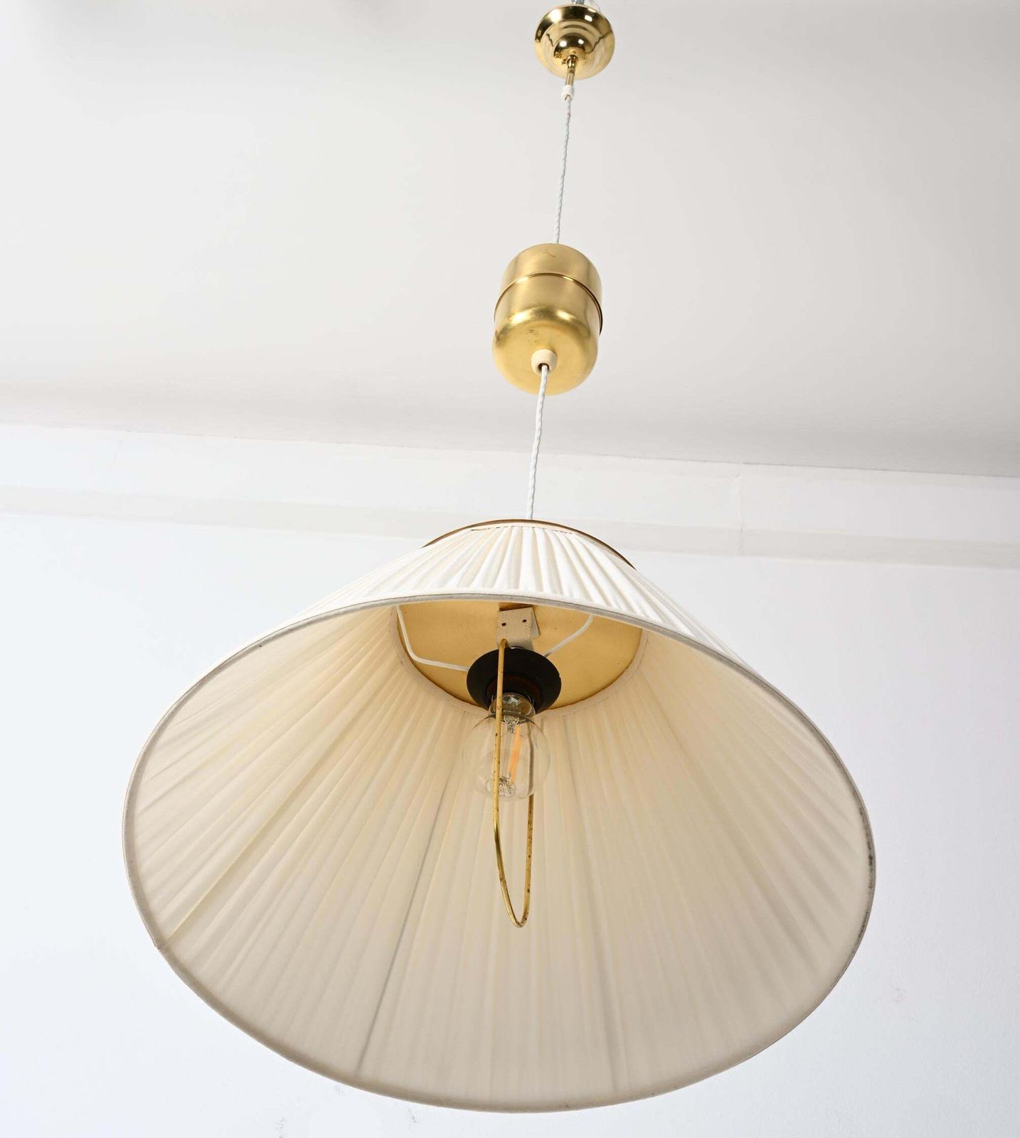 2549.0 Heigh Adjustable Silk Pendant Light By Josef Frank Model 1844 photo