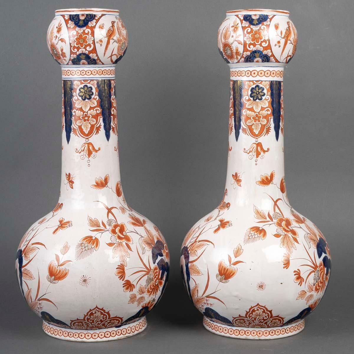 Pair Of Vases In Glazed Terra Cotta, Samson, 19th Century Or Early 20th Century. photo Home Decor
