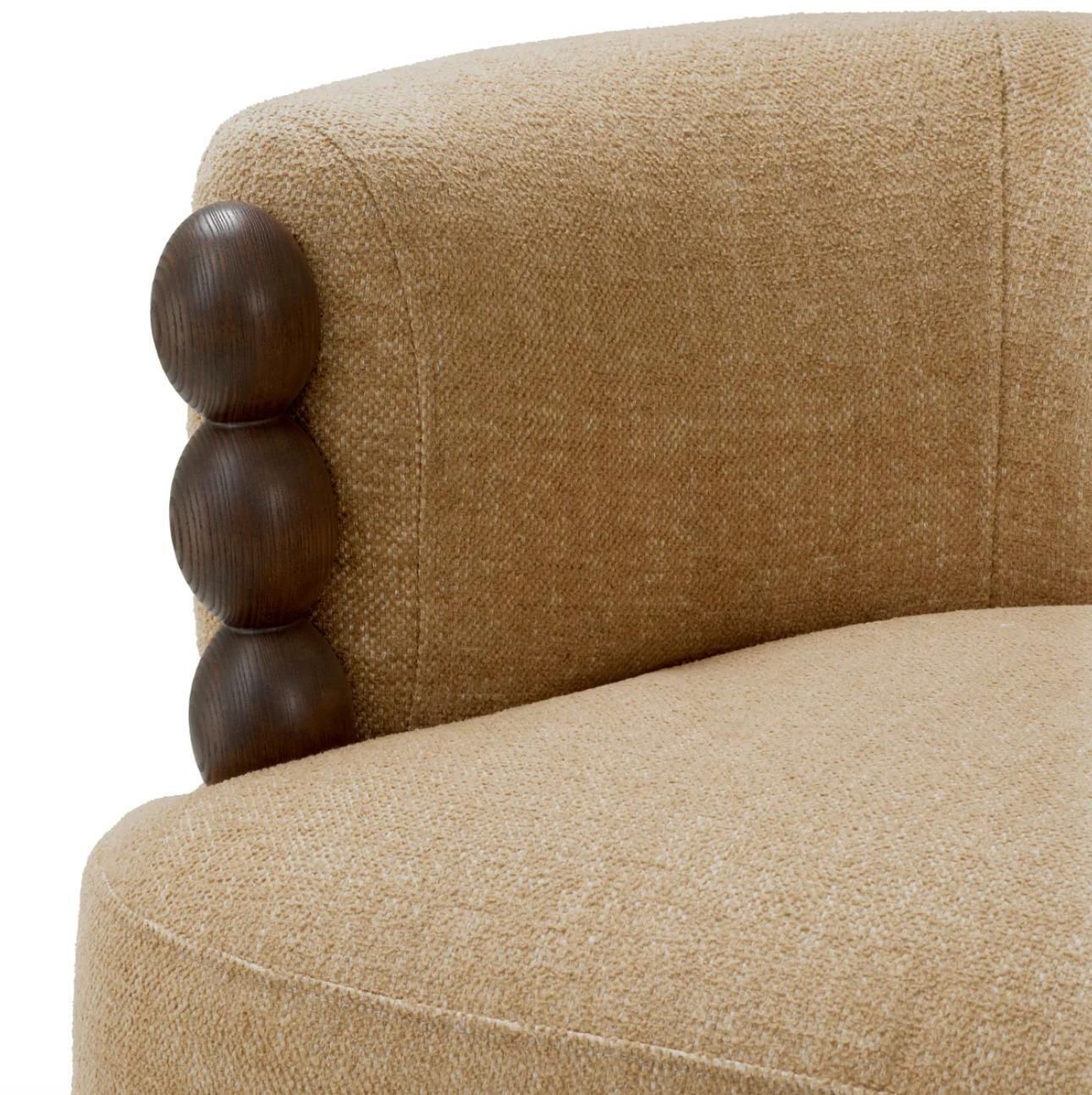Chair In Renato Honey Fabric With Ebony Wood Finish, Contemporary Design photo buy