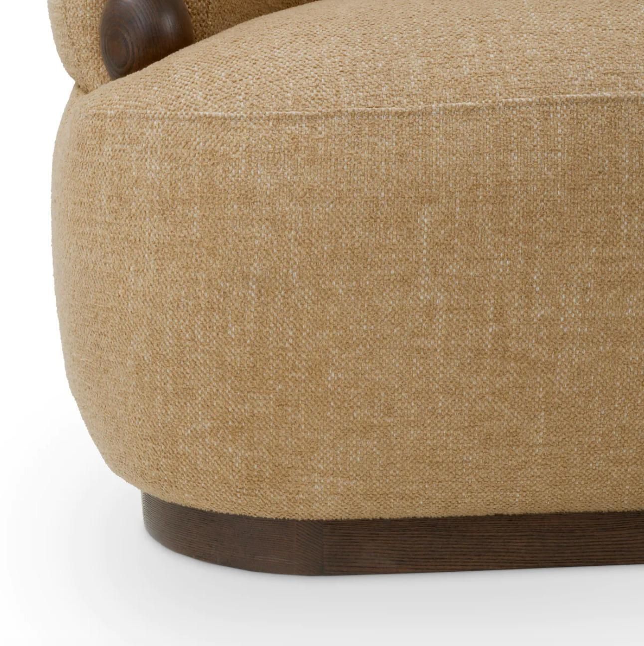 Chair In Renato Honey Fabric With Ebony Wood Finish, Contemporary Design photo vintage