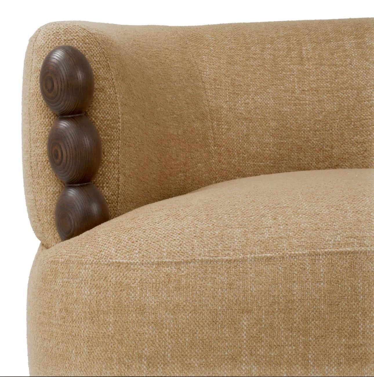photo furniture Chair In Renato Honey Fabric With Ebony Wood Finish, Contemporary Design