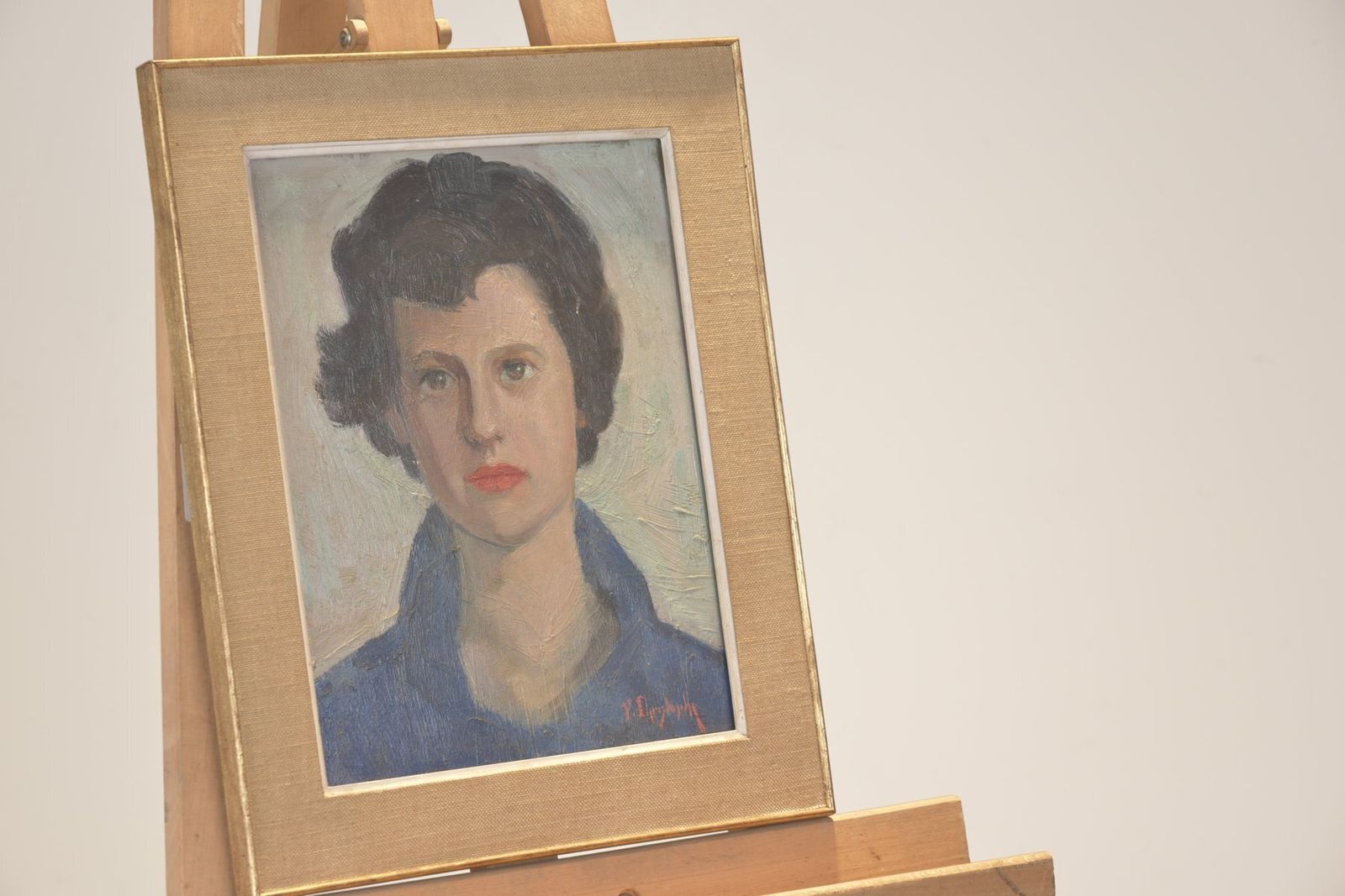Oil Painting, Portrait Of A Young Woman, Signed F. Christophe, Circa 1955 photo Art