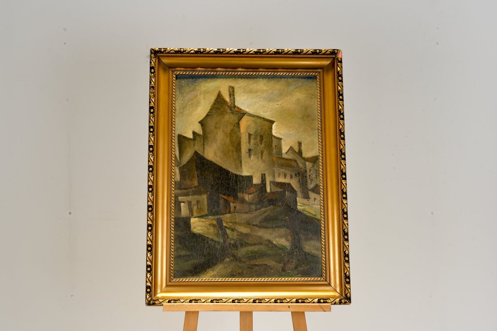 Expressionistic City View Of Berlin Street Scene, 1925, Oil On Cardboard, Framed photo vintage