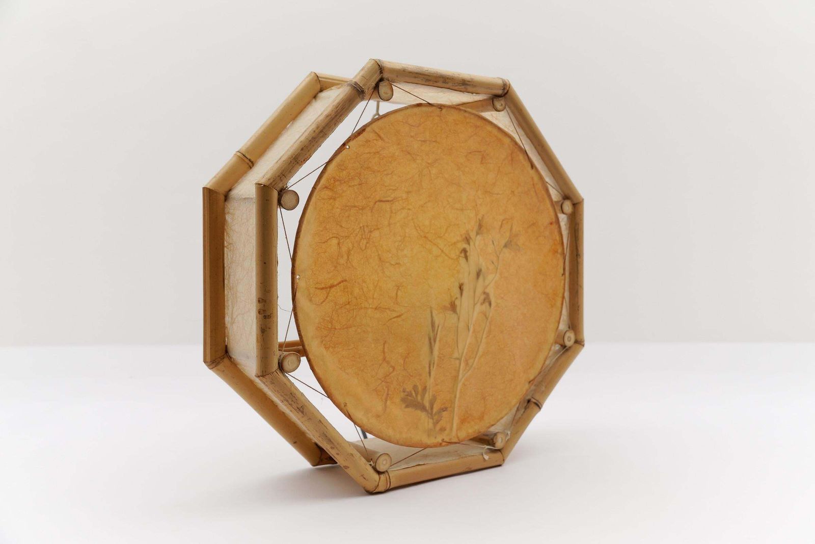 Large Japanese Wall Lamp Made Of Bamboo And Rice Paper, Mid Century Modern 1960s photo for sale