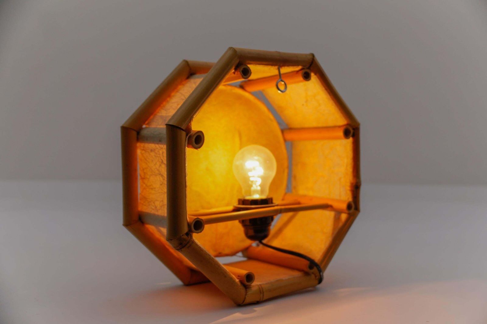 1434.0 Japanese Wall Lamp Made Of Bamboo And Rice Paper, Mid Century Modern 1960s photo