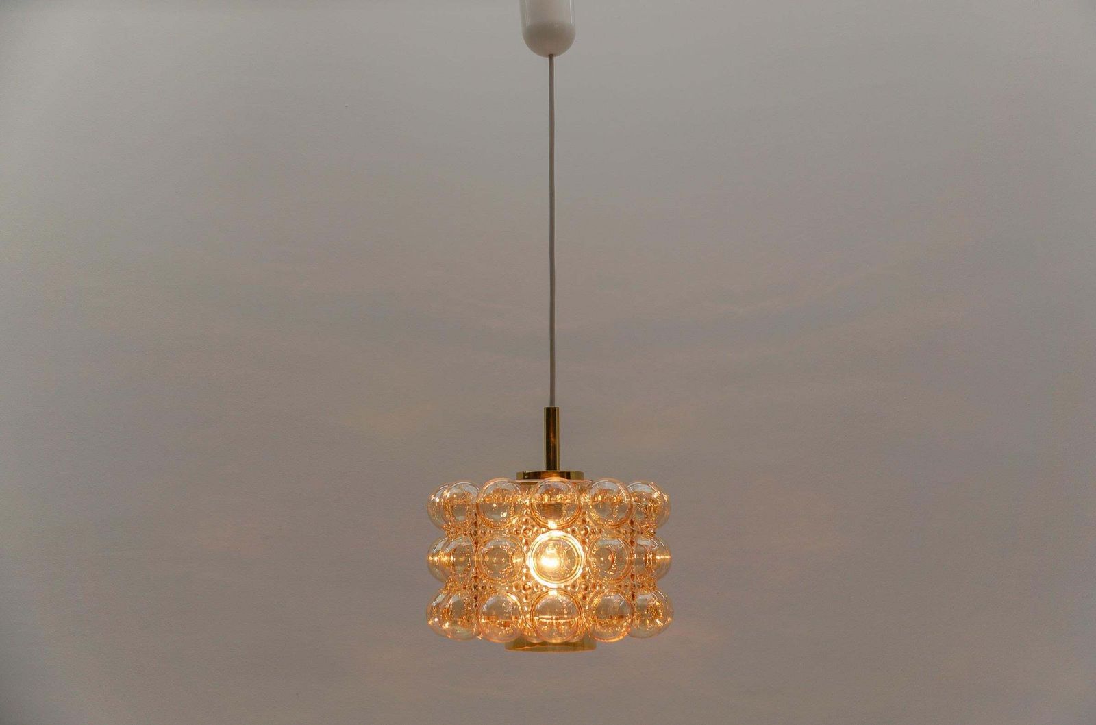 Large Amber Bubble Glass Ceiling Lamp By Helena Tynell, Limburg Germany 1960s photo Lighting