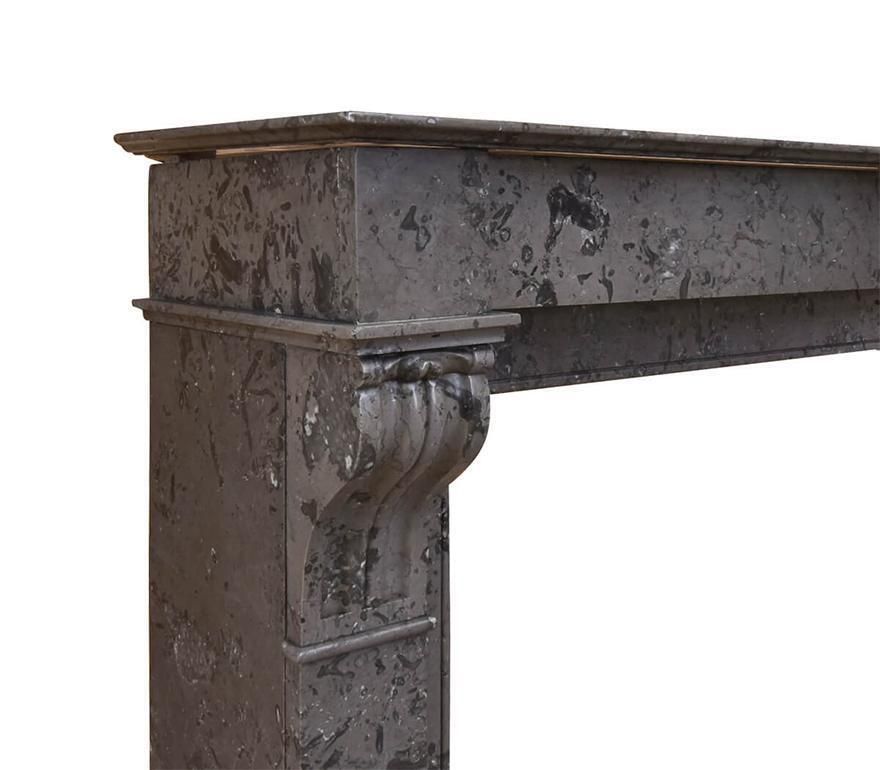 Grey Marble Modillion Fireplace Mantel 19th Century photo for sale