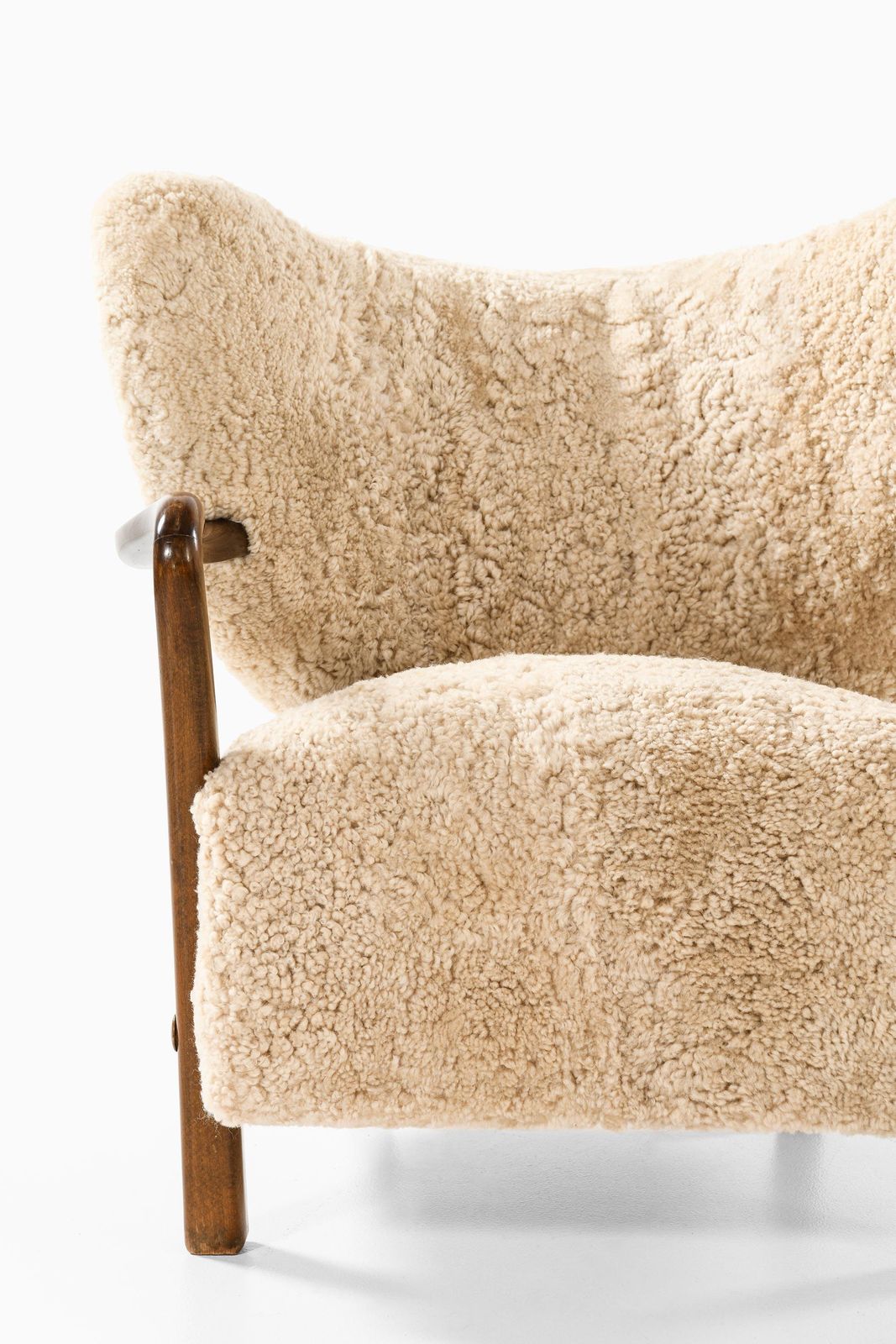 Set Of 2 Easy Chairs In Beech And Sheepskin By Viggo Boesen, 1930s photo for sale