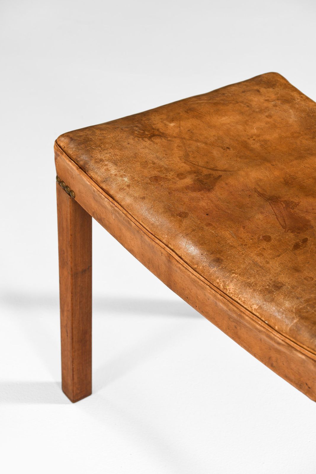 Stool In Mahogany, Leather And Brass By Frits Henningsen, 1940s photo furniture