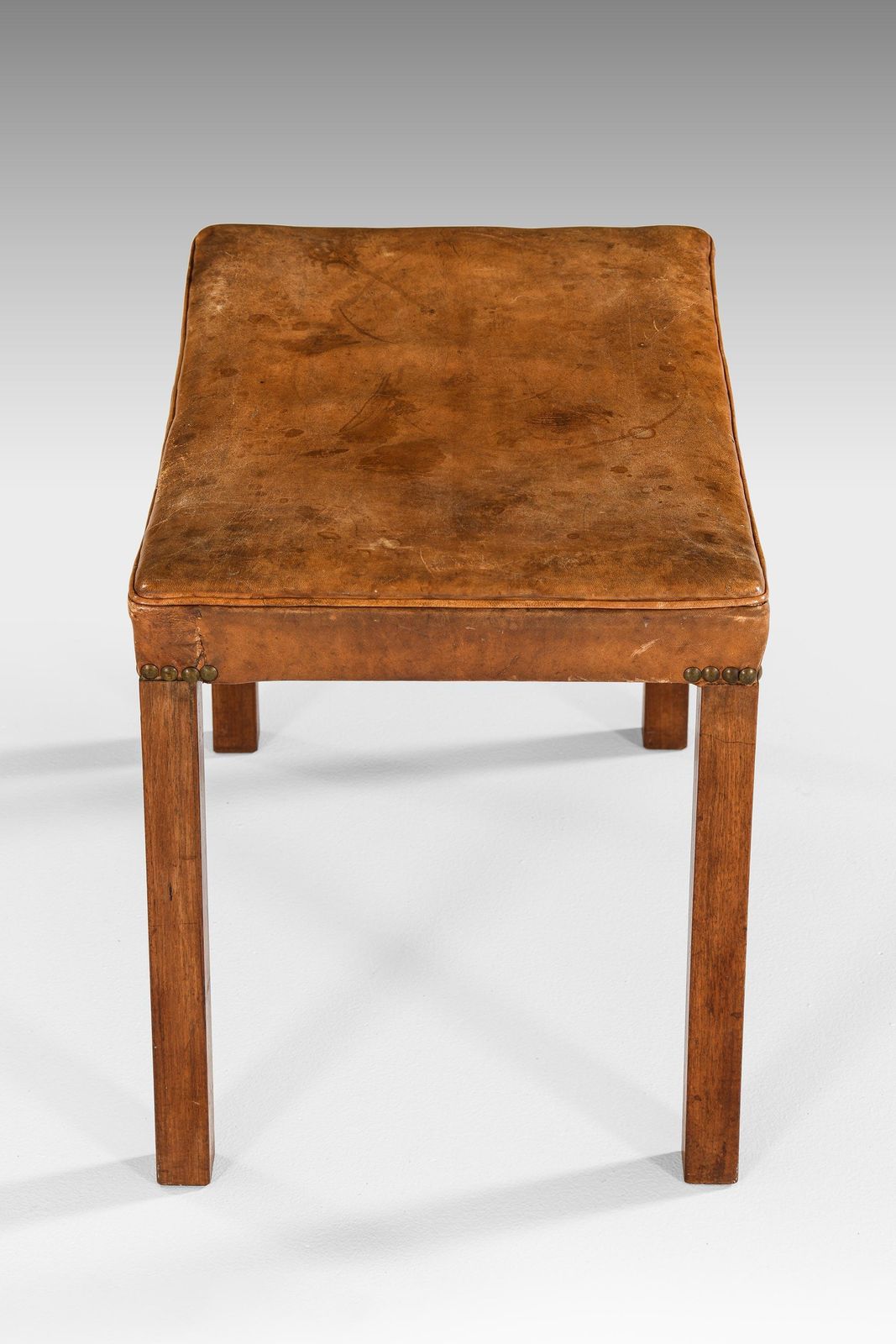 Stool In Mahogany, Leather And Brass By Frits Henningsen, 1940s photo 9256.0