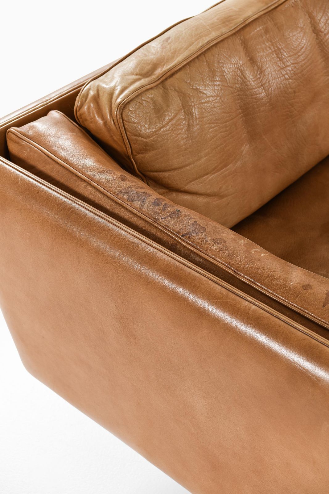 Sofa In Leather And Rosewood By Illum Wikkelsø, 1960s photo for sale