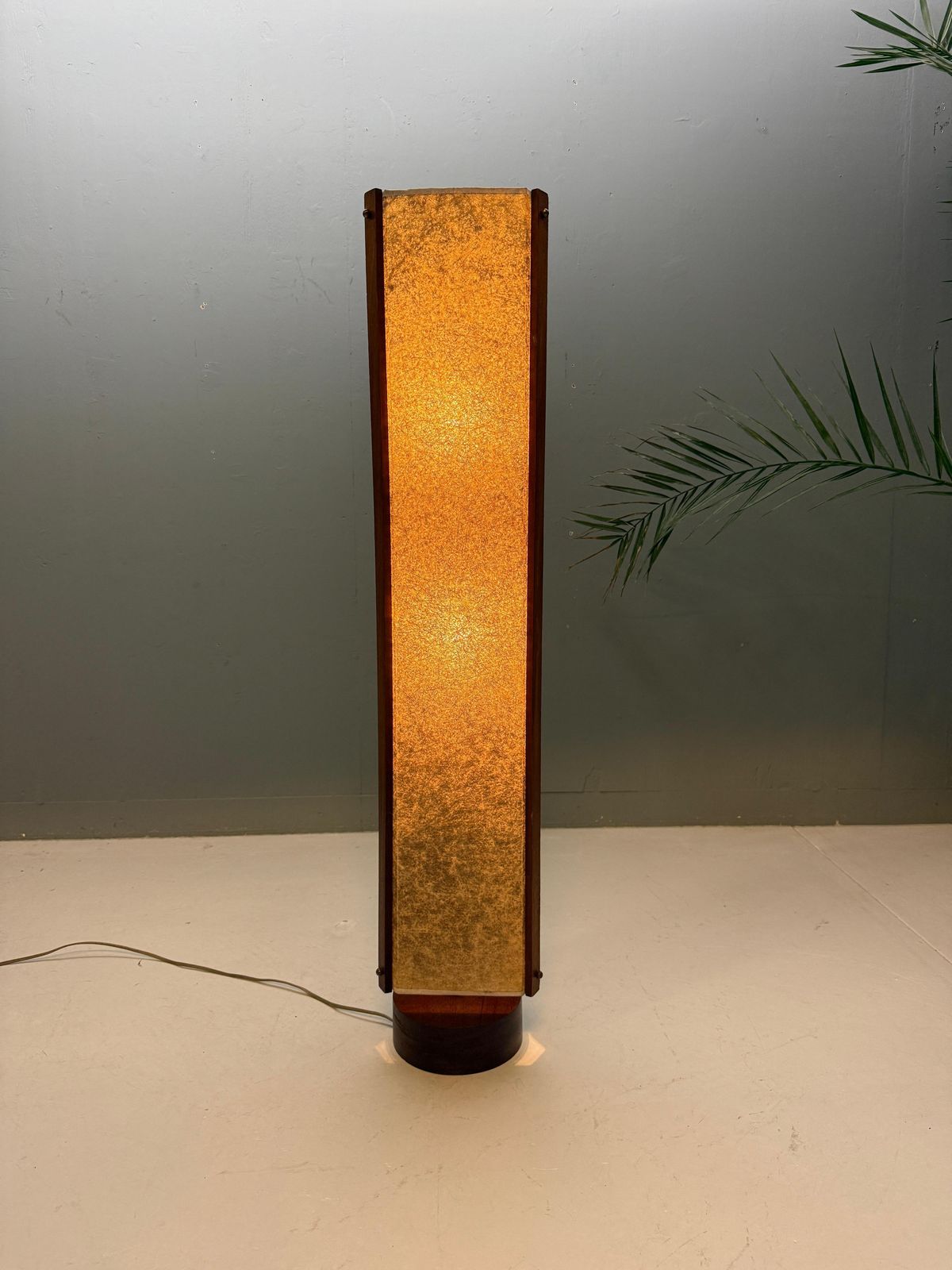 Danish Mid Century Fiberglass And Teak Floor Lamp   1960 photo vinterior