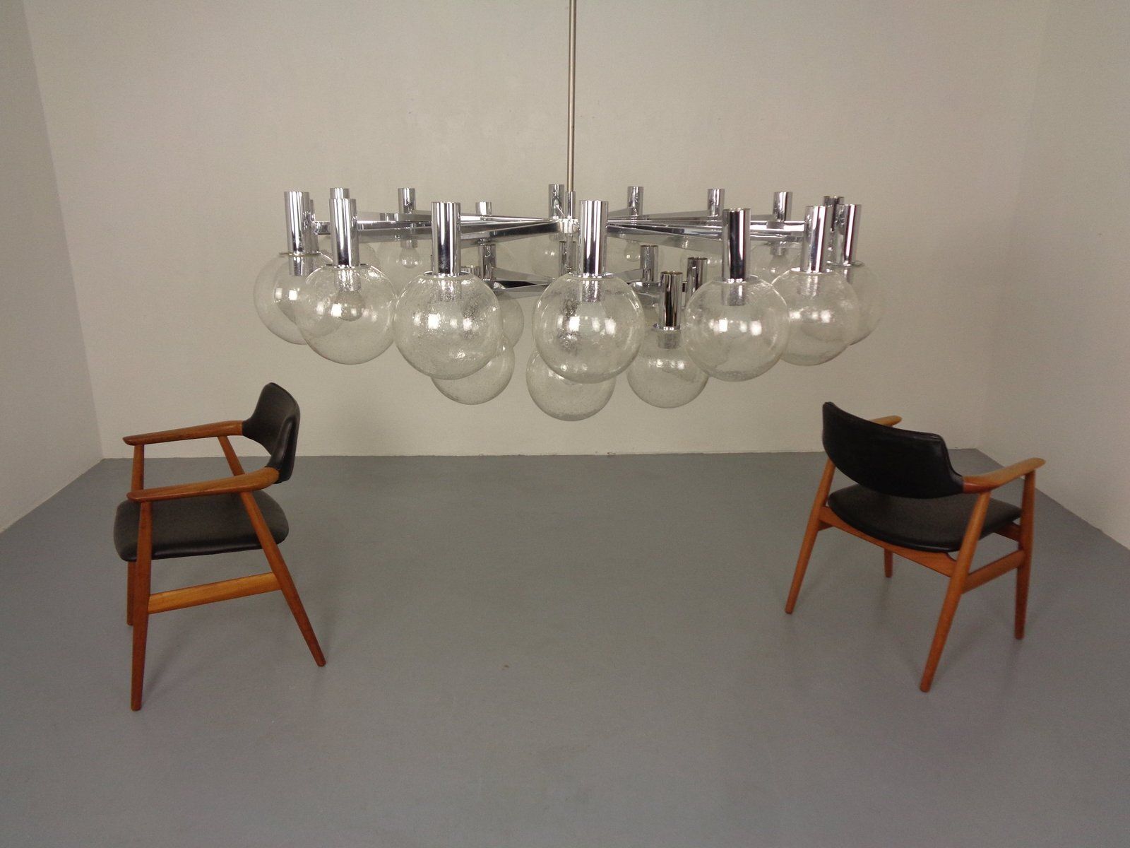 Large Chromed Spider Sputnik Lamp With 24 Handblownd Ice Glass Balls From Ott International, Germany, 1960s photo for sale