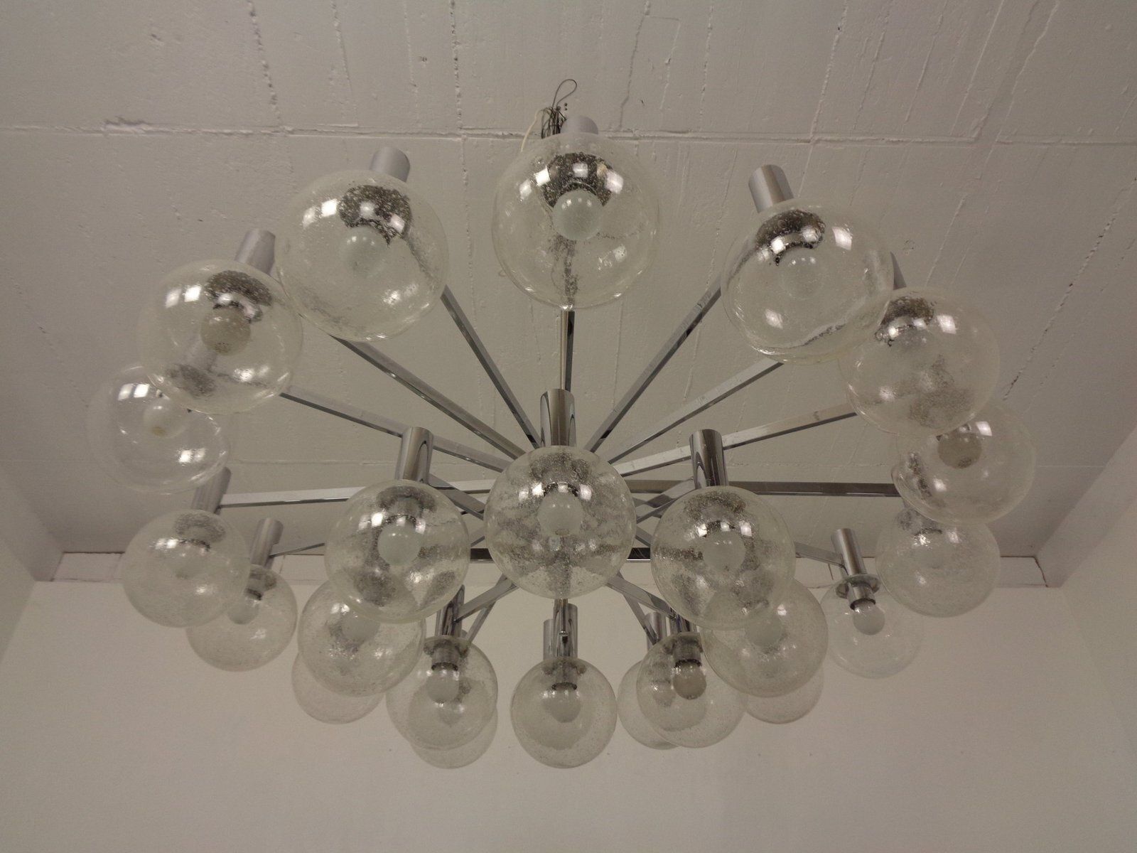 5041.0 Large Chromed Spider Sputnik Lamp With 24 Handblownd Ice Glass Balls From Ott International, Germany, 1960s photo