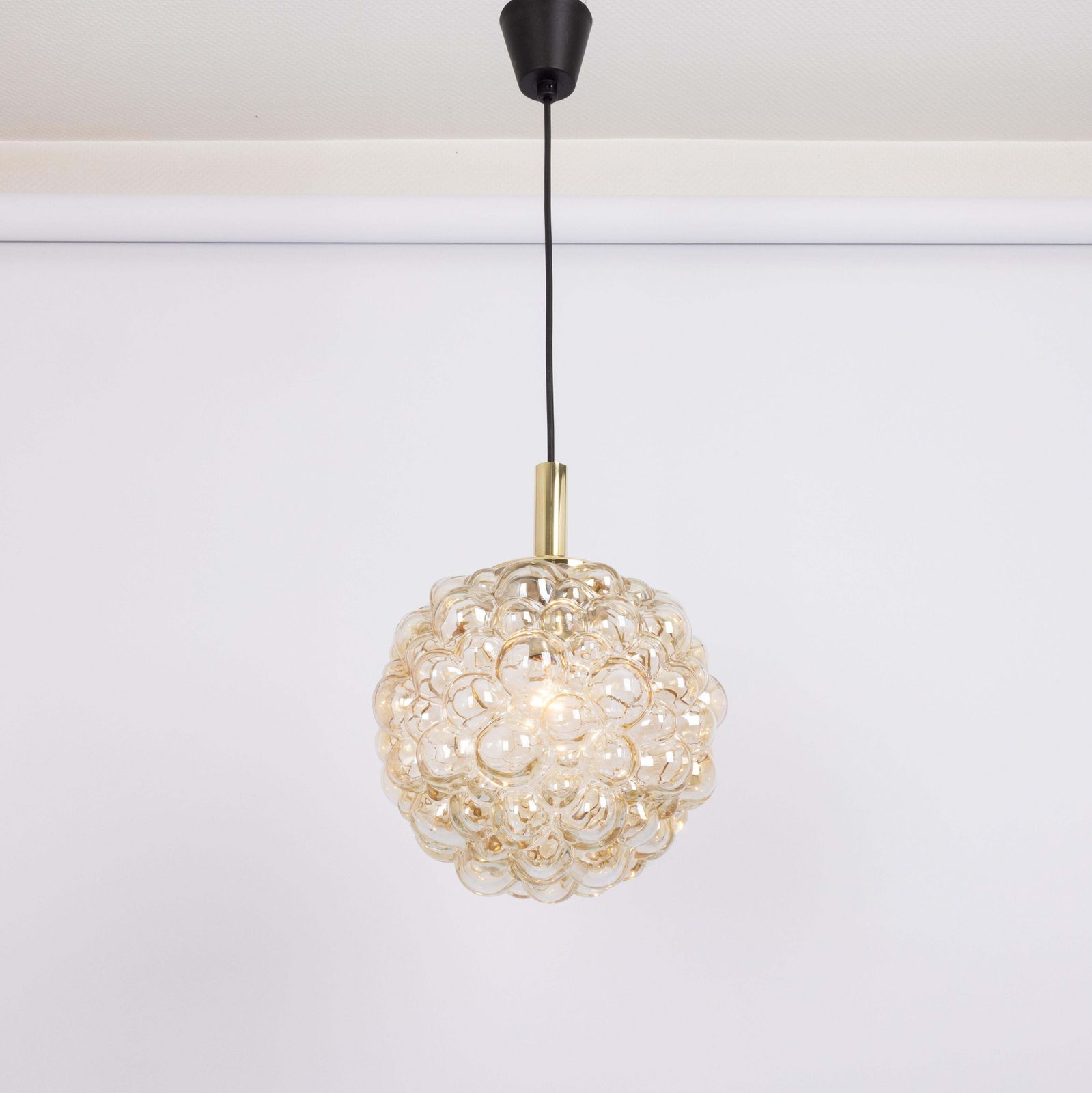 Large Amber Bubble Glass Pendant By Helena Tynell For Limburg, Germany, 1970s photo vinterior
