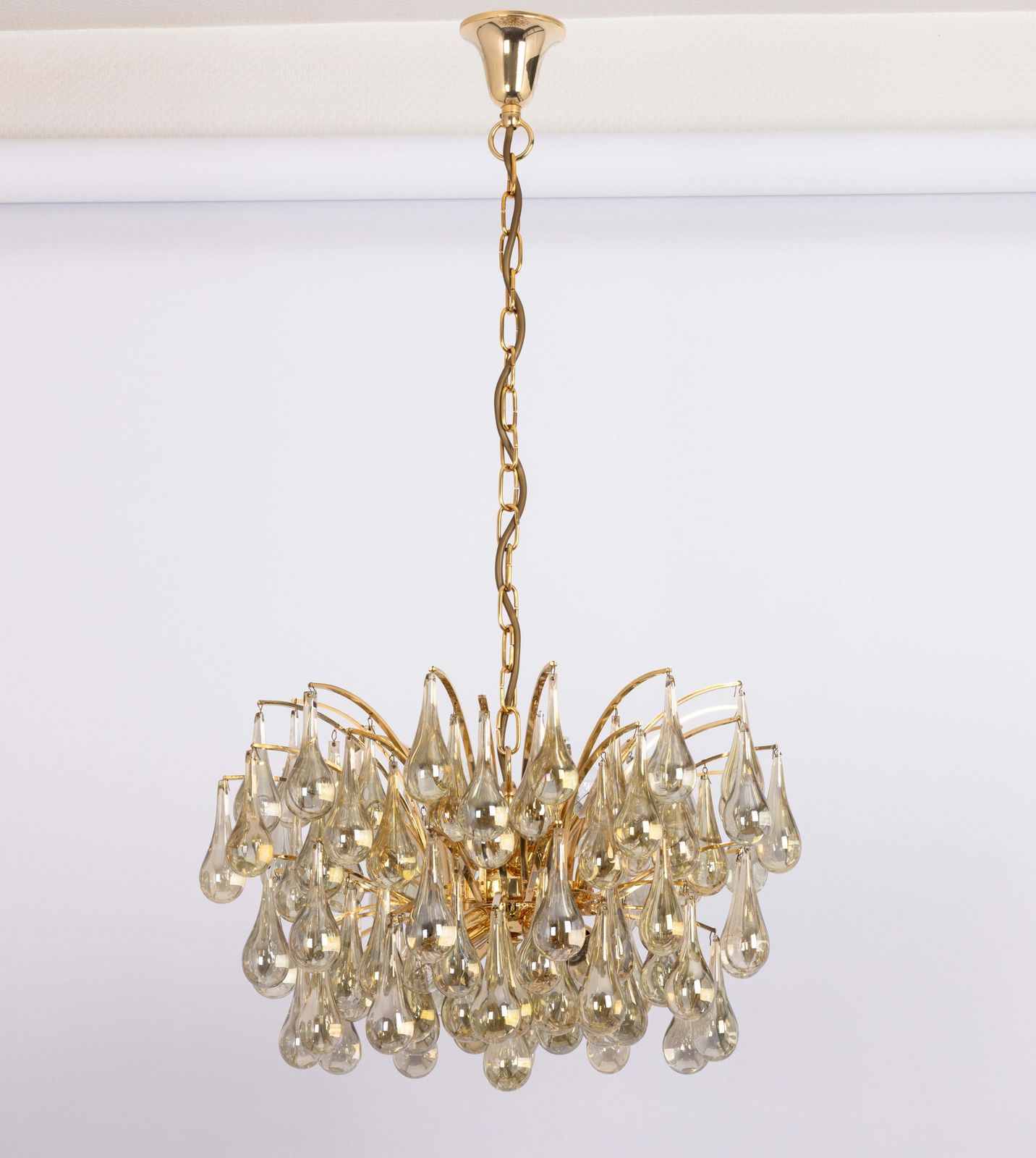 Large Murano Glass Tear Drop Chandelier, Christoph Palme, Germany, 1970s photo for sale