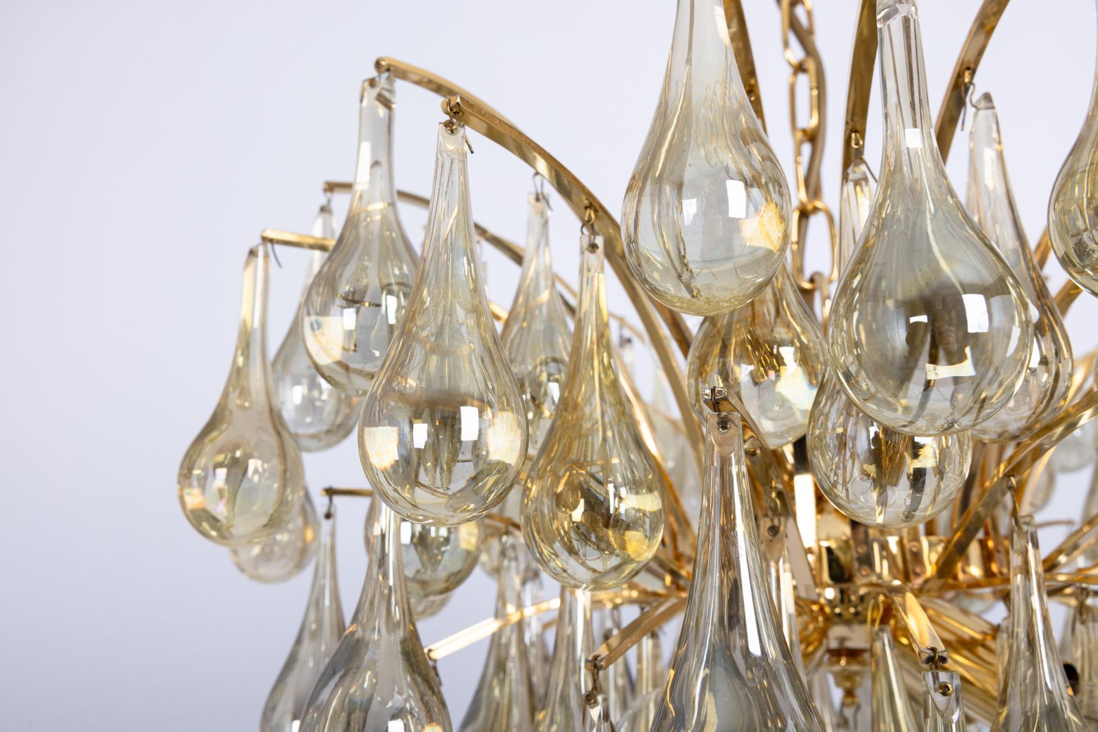 Large Murano Glass Tear Drop Chandelier, Christoph Palme, Germany, 1970s photo vinterior