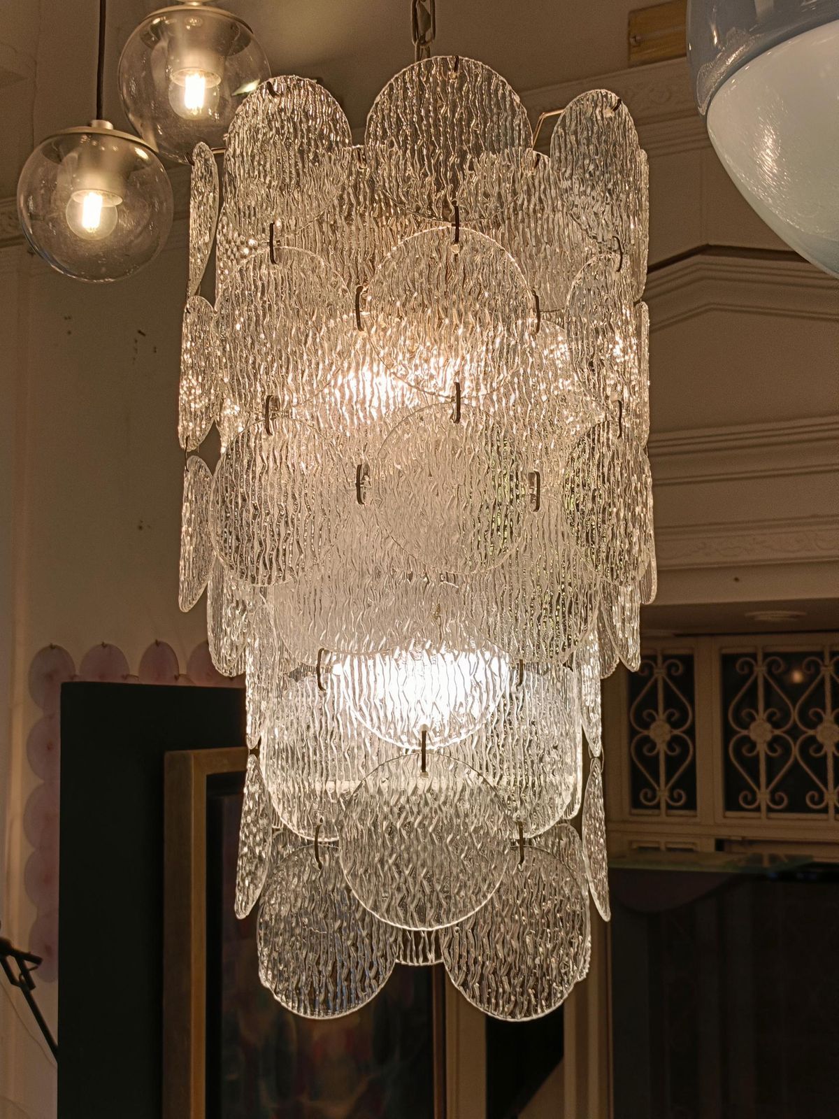 Gino Vistosi "Torcello" Murano Glass Disk Chandelier, Italy 1960s photo vinterior