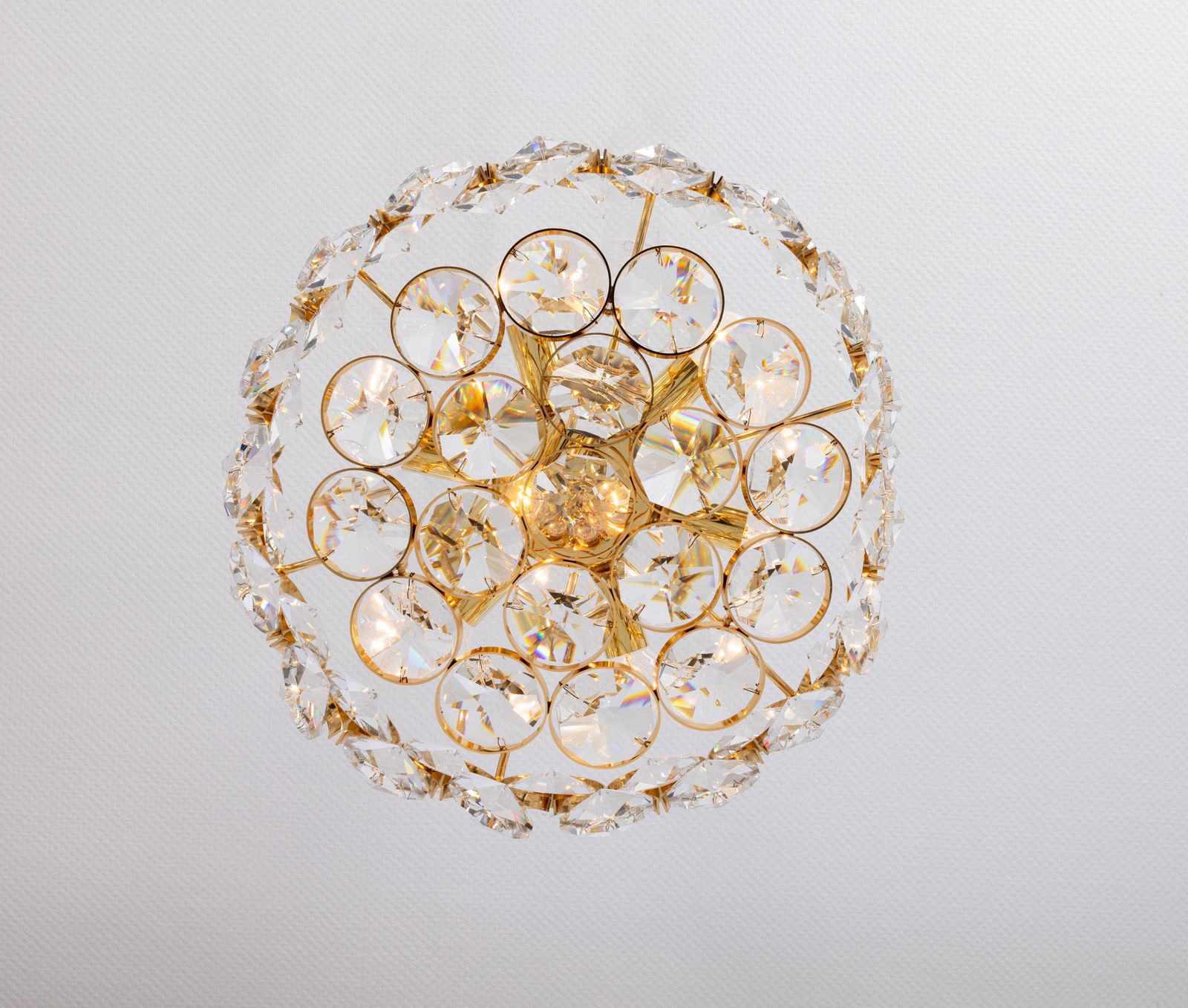 Large Gilt Brass Chandelier, Sciolari Design By Palwa, Germany, 1970s photo Lighting