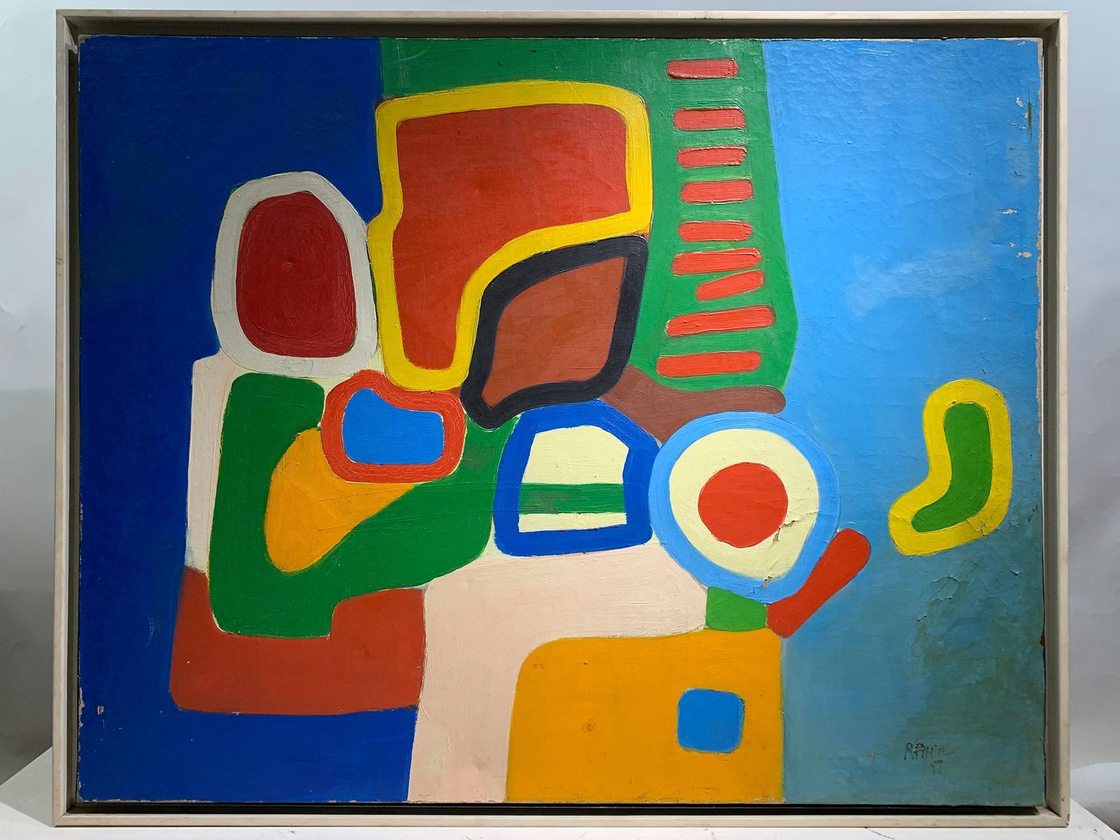 Alain De Cerval Mid Century Modern Style Abstract Oil On Canvas Painting, 1997 photo furniture