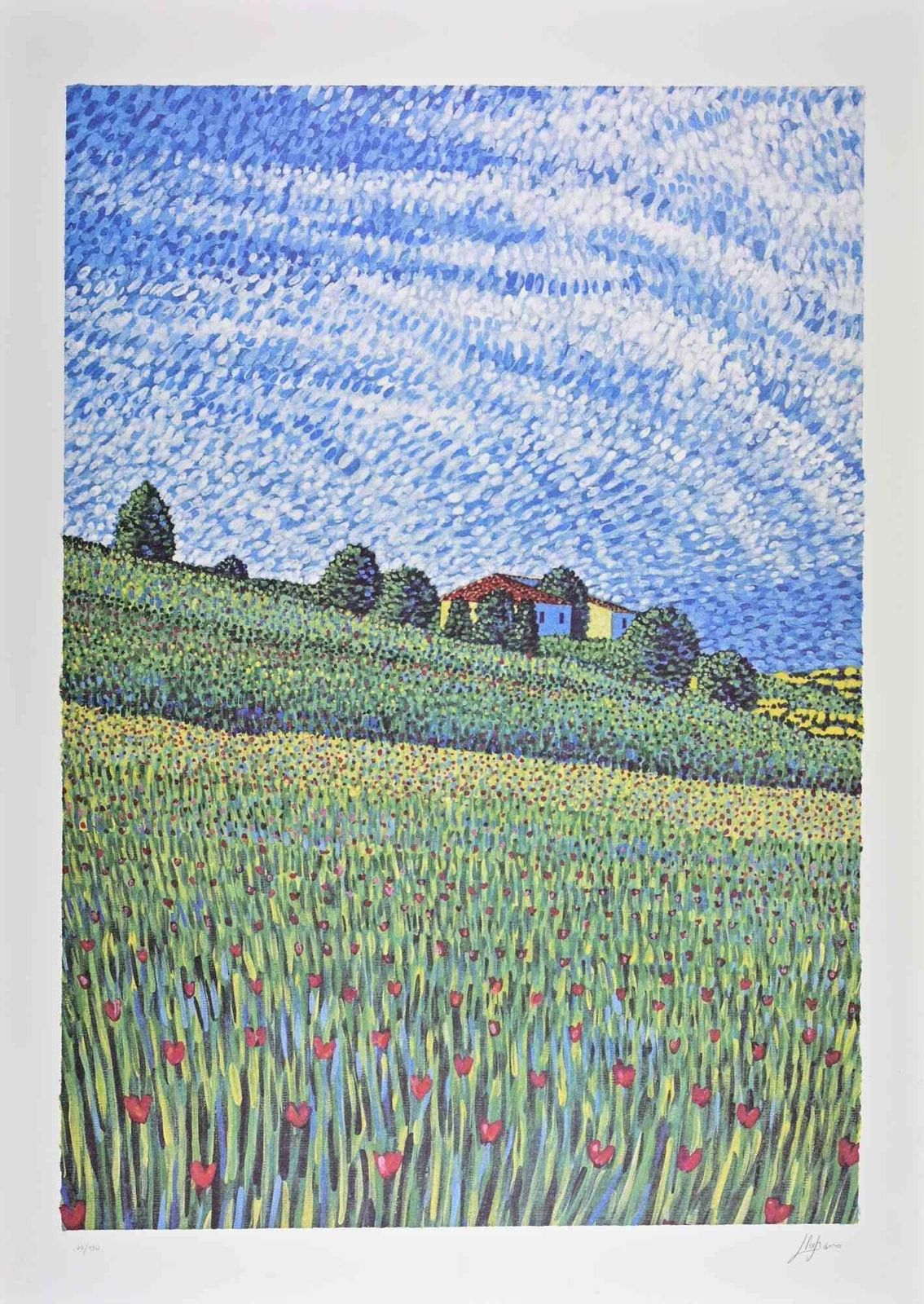 Lucio Rofranocountryside   Lithograph By Lucio Rofrano   1990s1990s