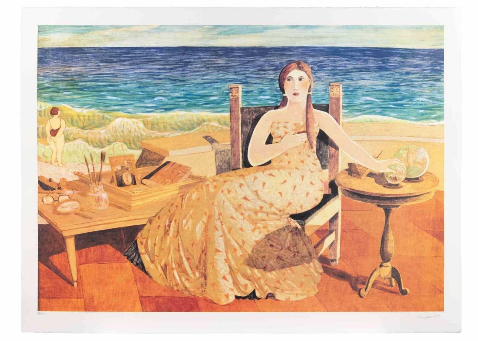 Alberto Galleratiat The Beach   Lithograph By Alberto Gallerati   1990s1990s photo furniture